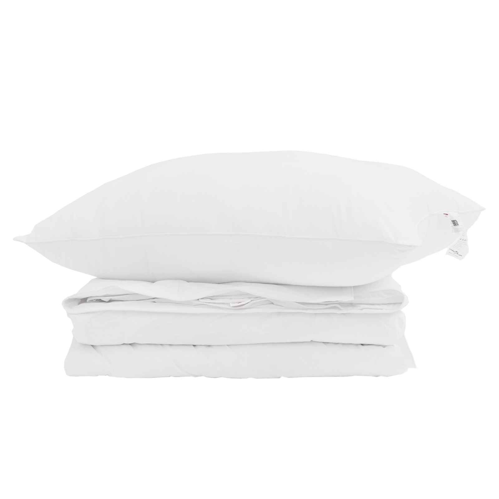 Piumone 2-in-1 con cuscino 2 pz Bianco Piuma d'anatra