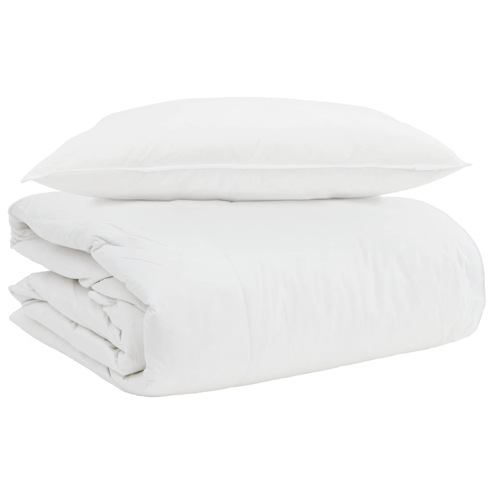 Piumone 2-in-1 con cuscino 2 pz Bianco Piuma d'anatra