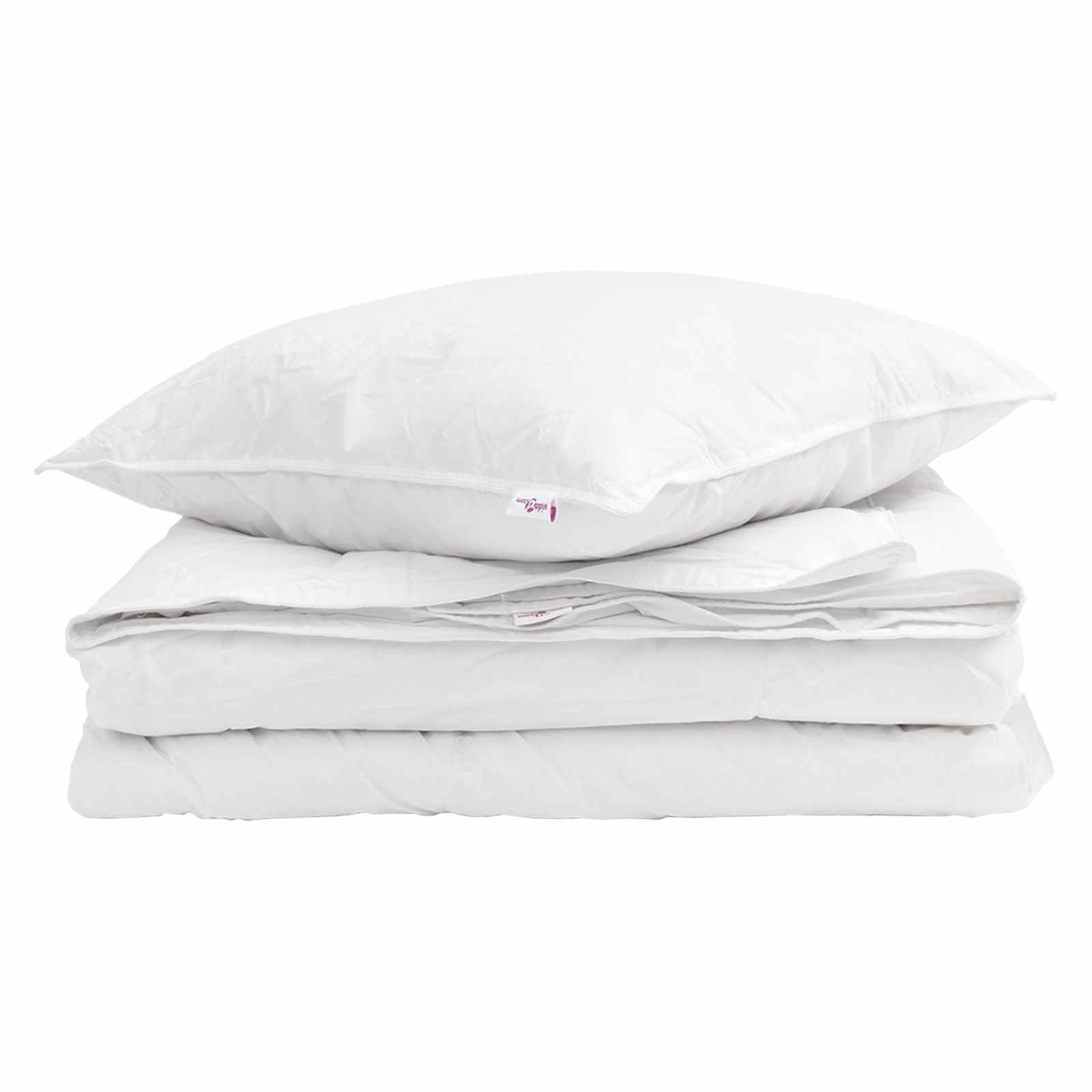 Piumone 2-in-1 con cuscino 2 pz Bianco Piuma d'anatra