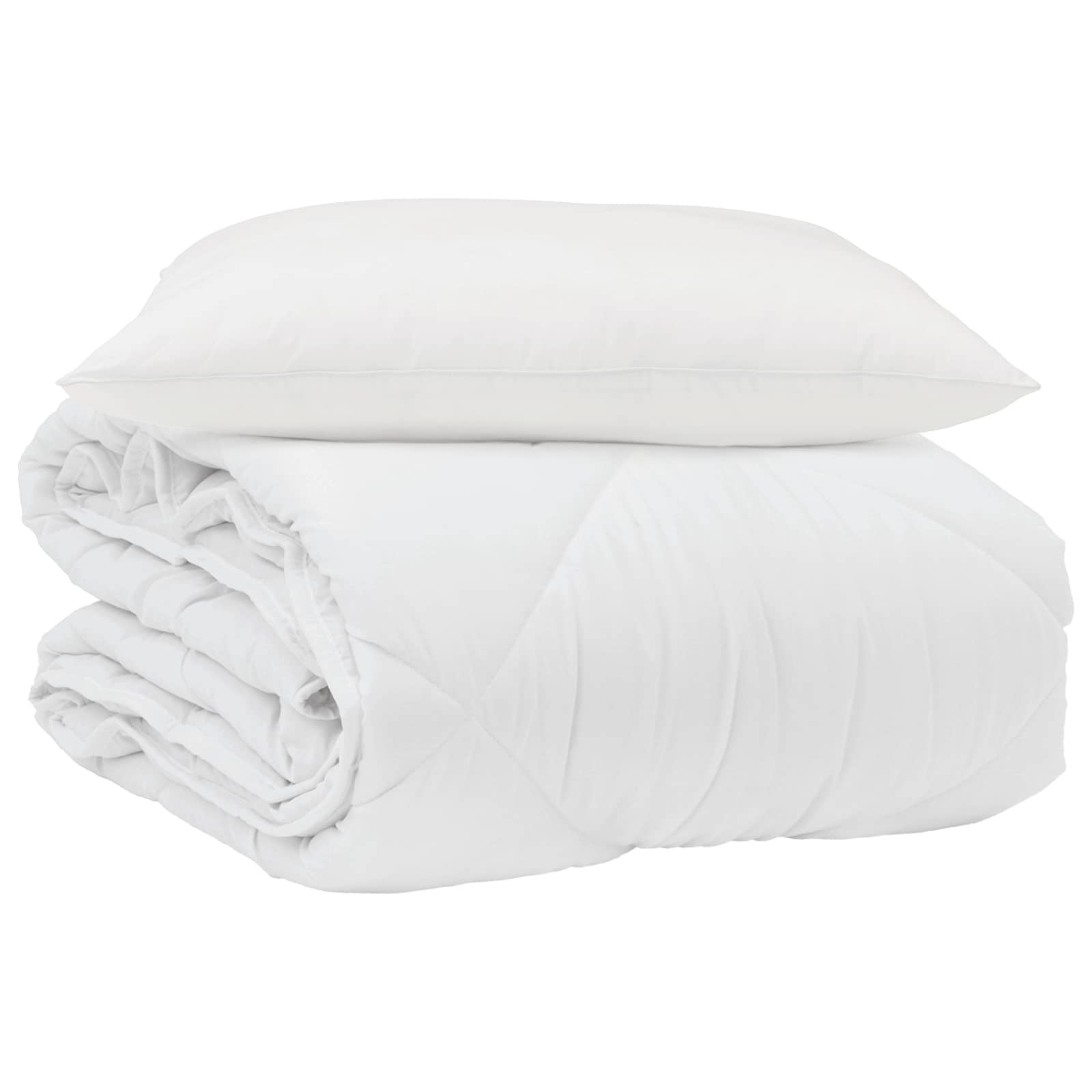 Piumone Estivo con cuscino 2 pz Bianco Microfibra