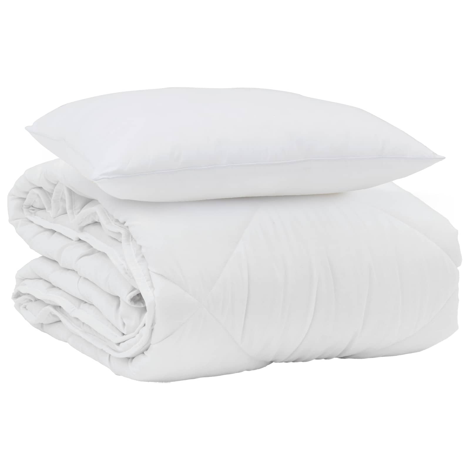 Piumone Estivo con cuscino 2 pz Bianco Microfibra