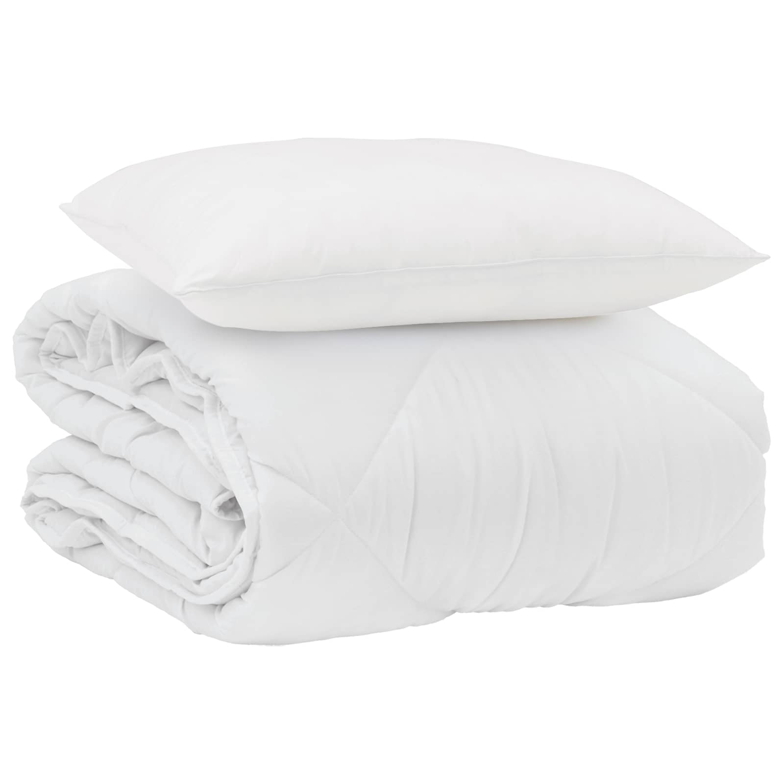 Piumone Estivo con cuscino 2 pz Bianco Microfibra