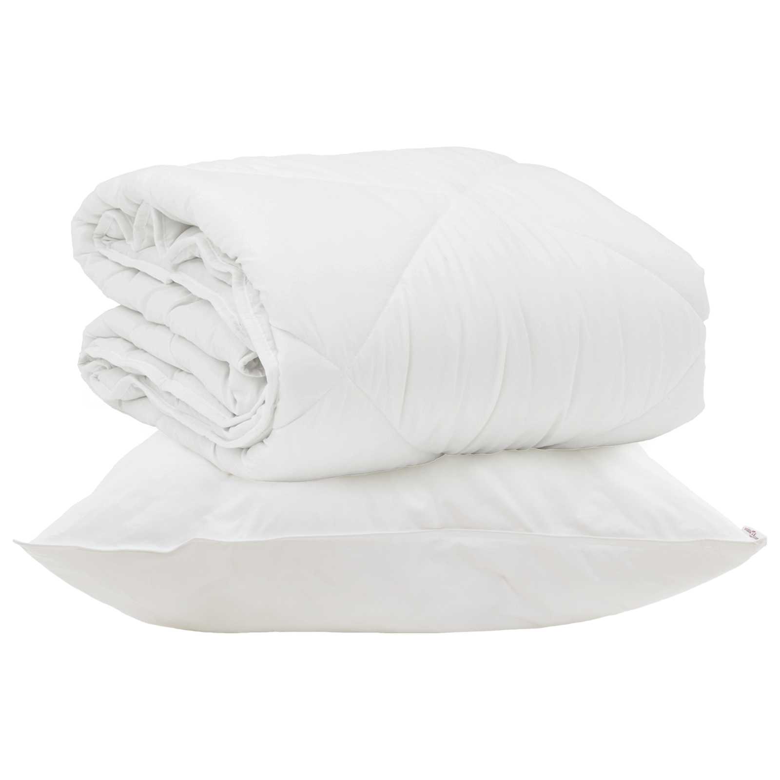 Piumone Estivo con cuscino 2 pz Bianco Microfibra