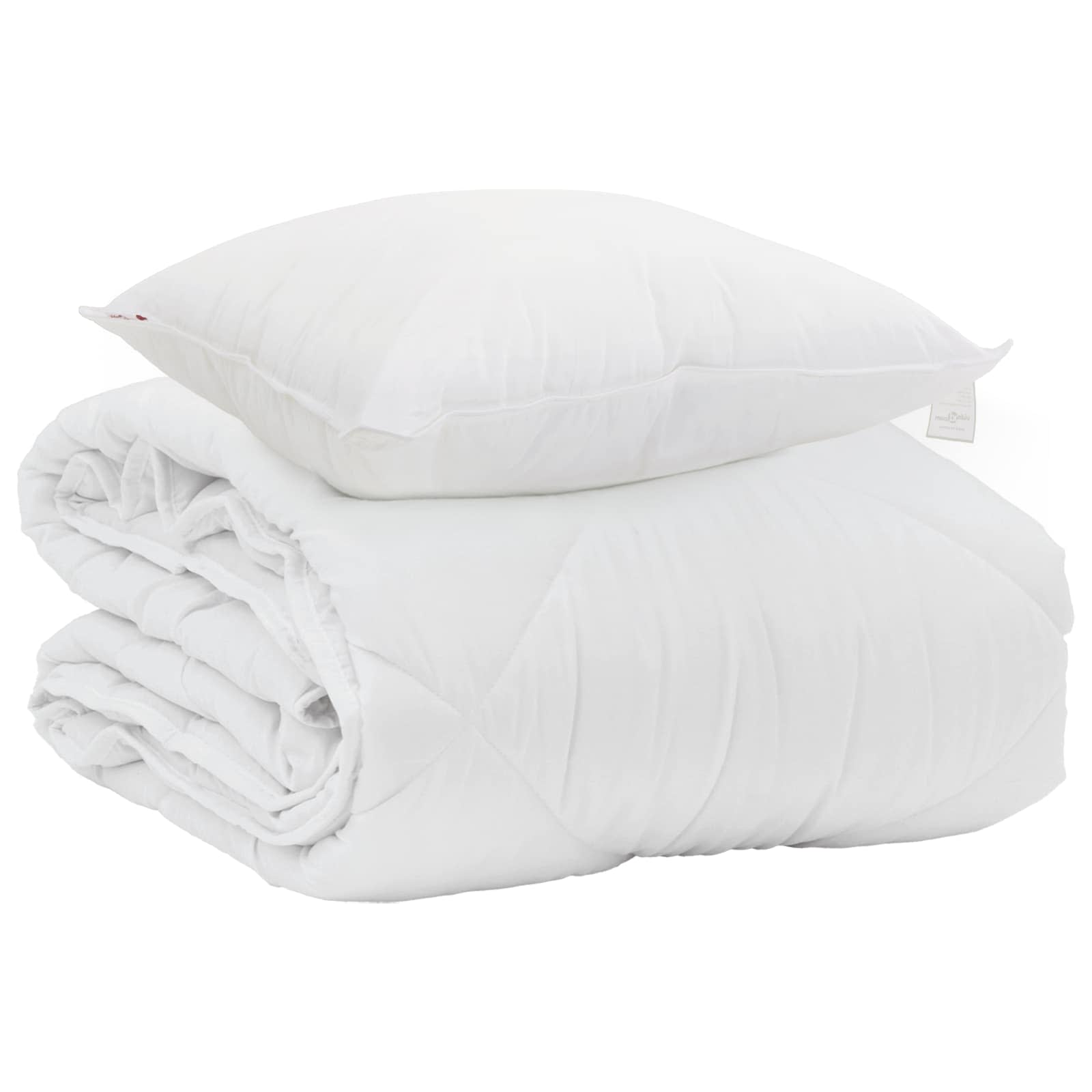 Piumone Estivo con cuscino 2 pz Bianco Microfibra