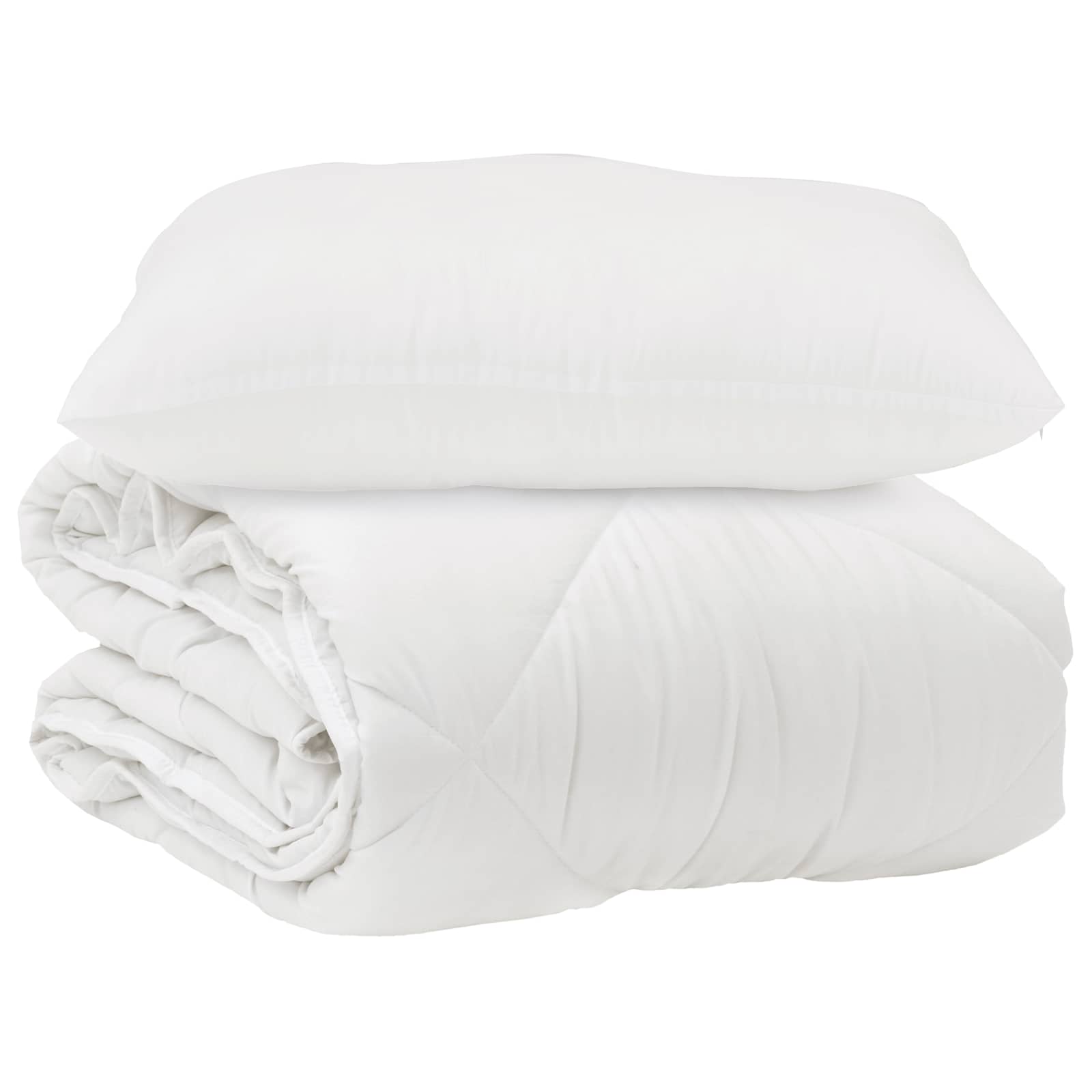 Piumone con cuscino 2 pz Bianco Microfibra