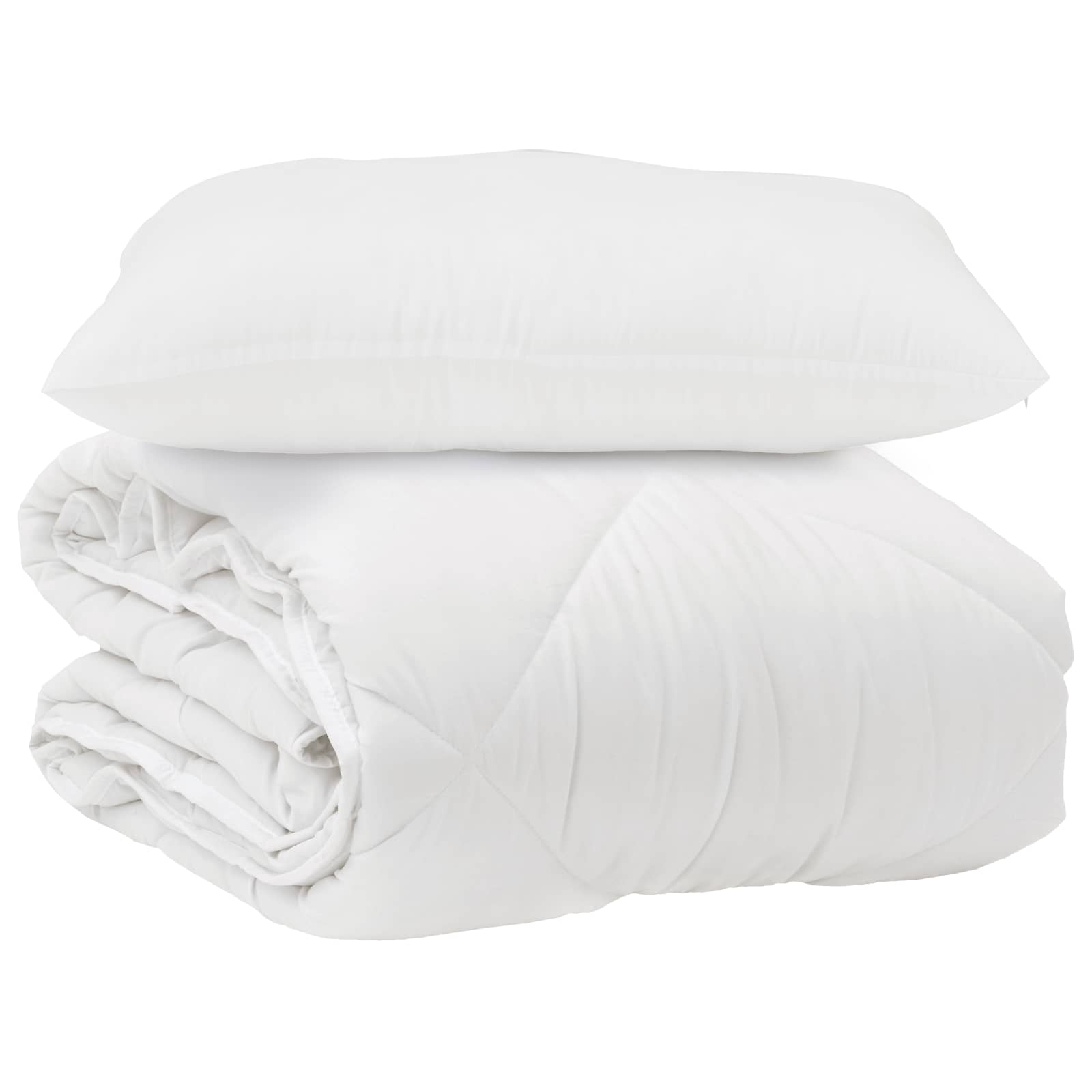 Piumone con cuscino 2 pz Bianco Microfibra