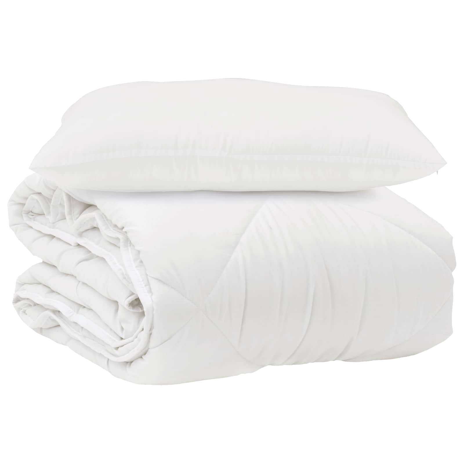 Piumone con cuscino 2 pz Bianco Microfibra