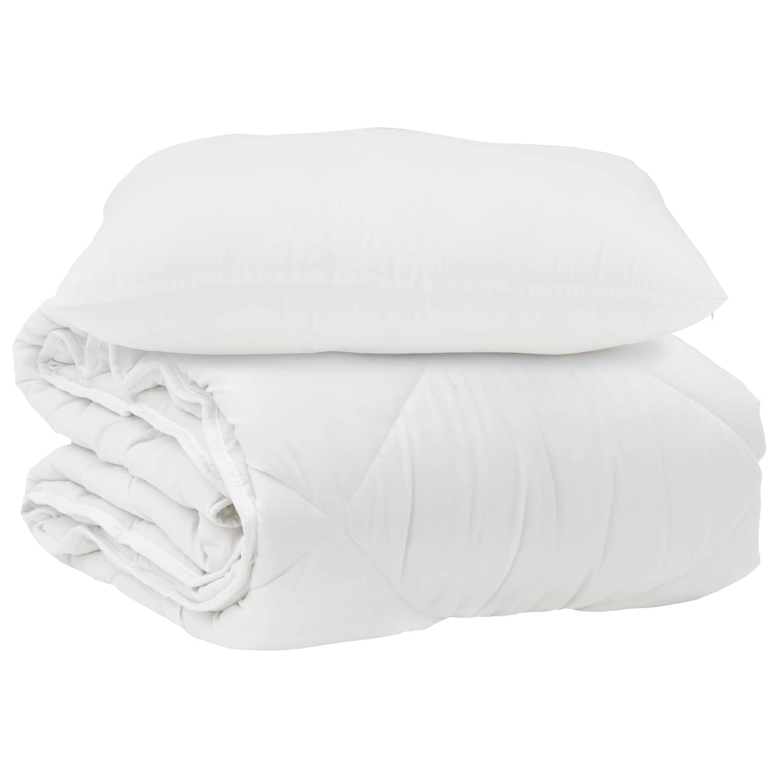 Piumone con cuscino 2 pz Bianco Microfibra