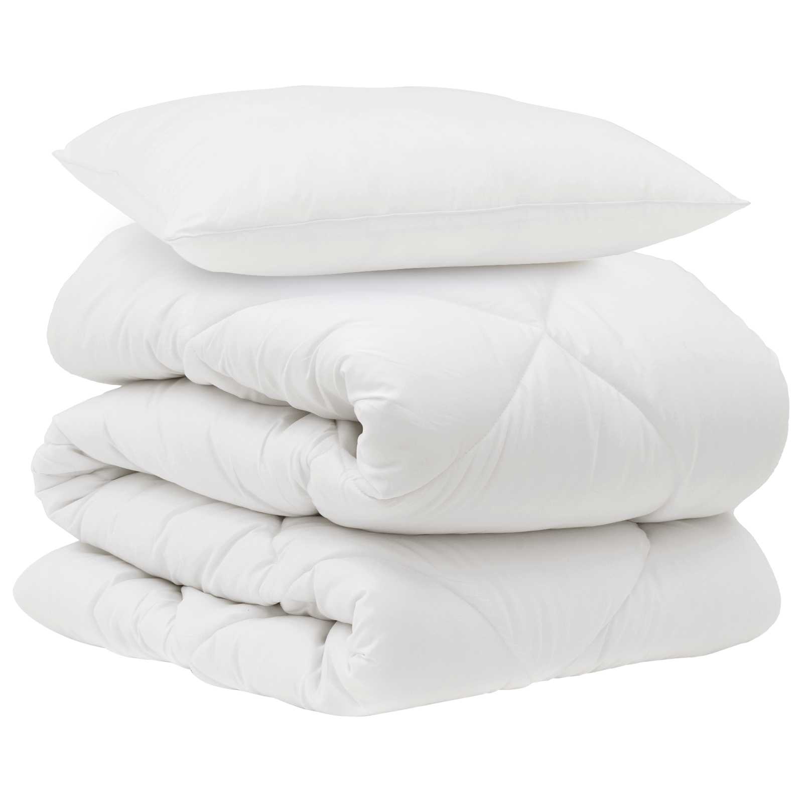 Piumone con cuscino 2 pz Bianco Microfibra
