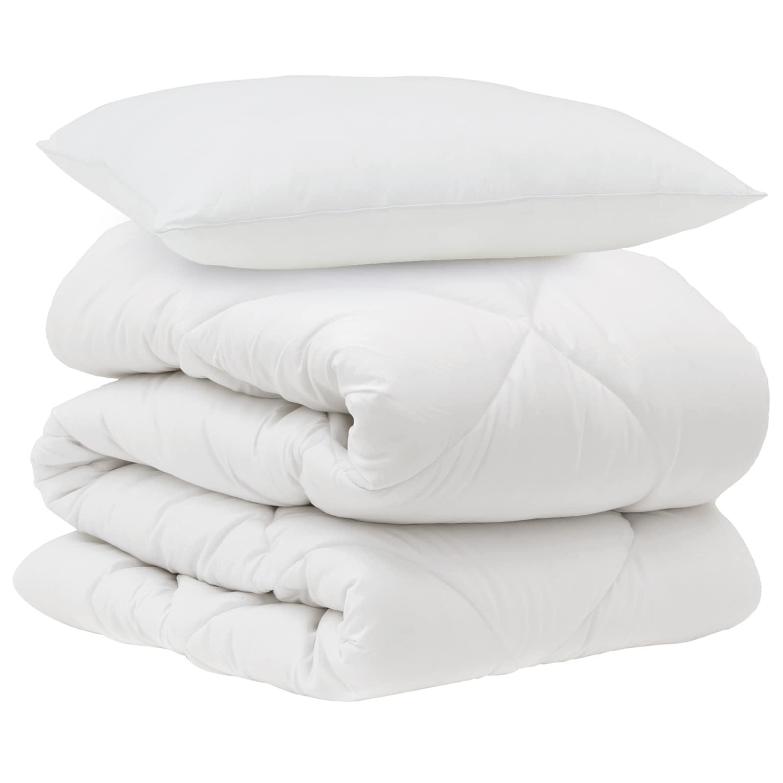 Piumone con cuscino 2 pz Bianco Microfibra