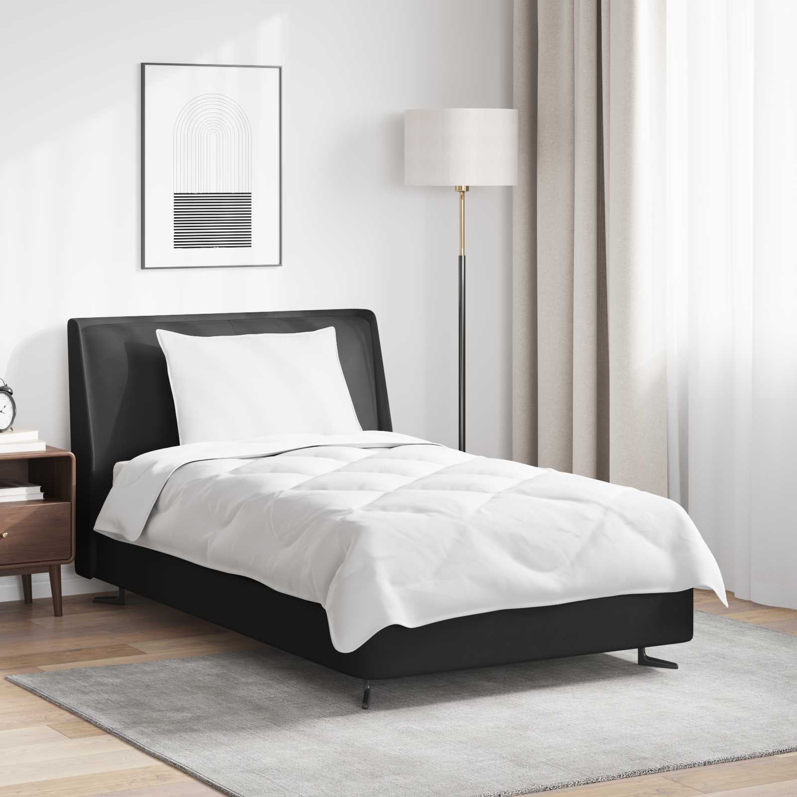 Piumone con cuscino 2 pz Bianco Microfibra