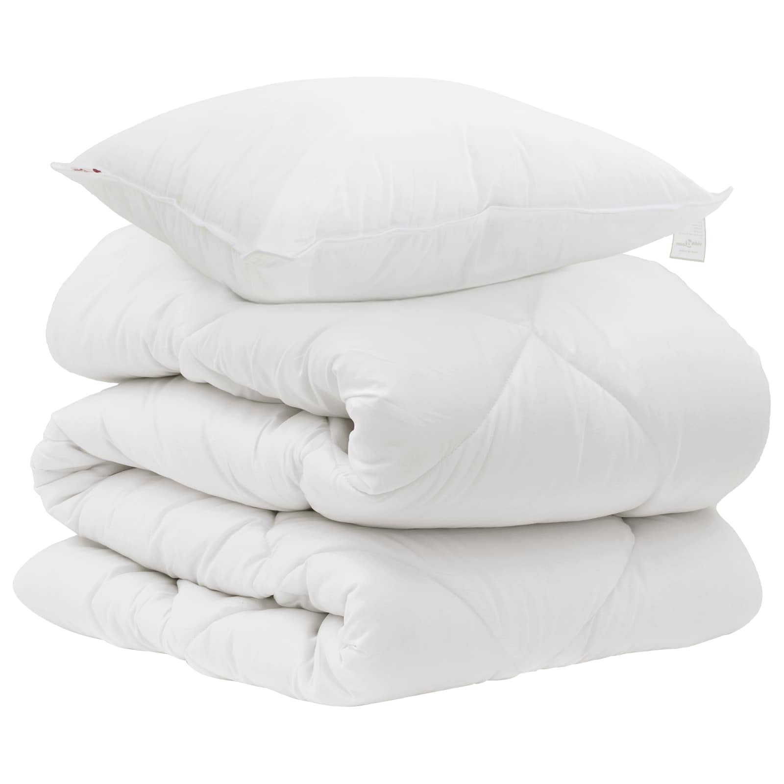 Piumone con cuscino 2 pz Bianco Microfibra