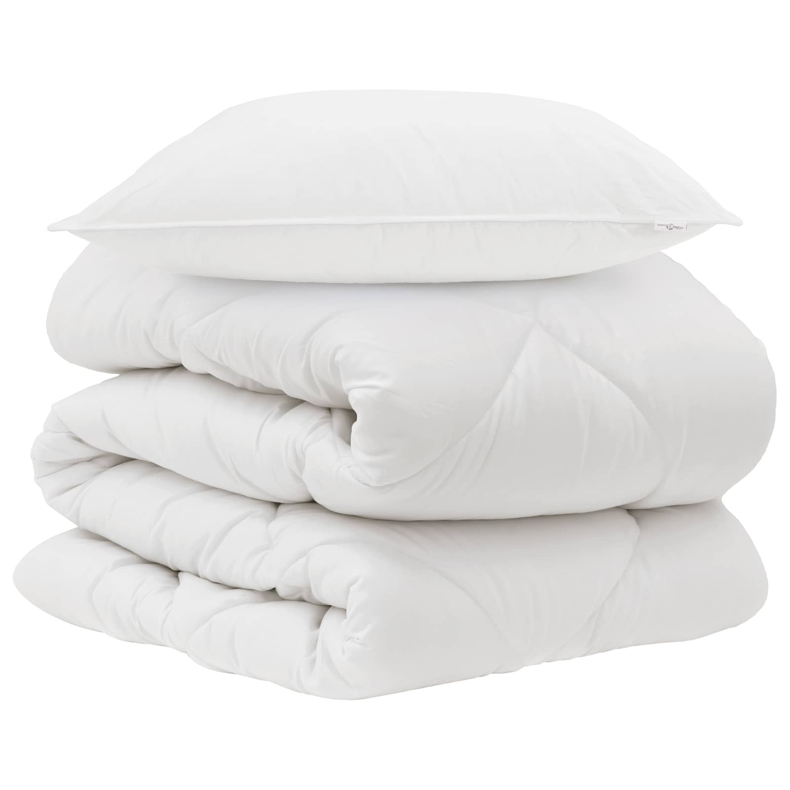 Piumone con cuscino 2 pz Bianco Microfibra