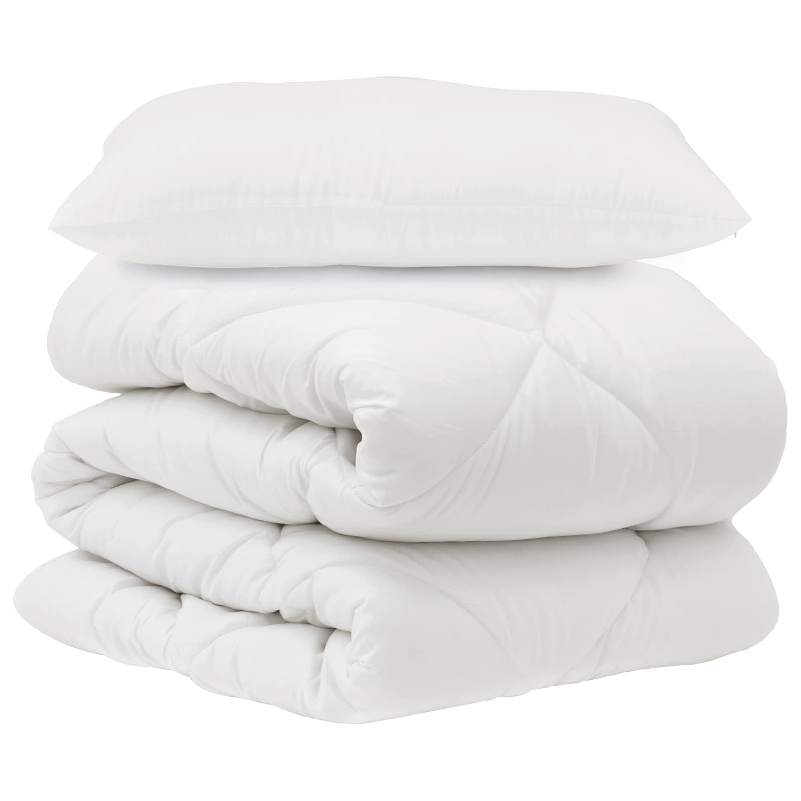 Set di Piumoni con cuscino 2 pz Bianco Microfibra