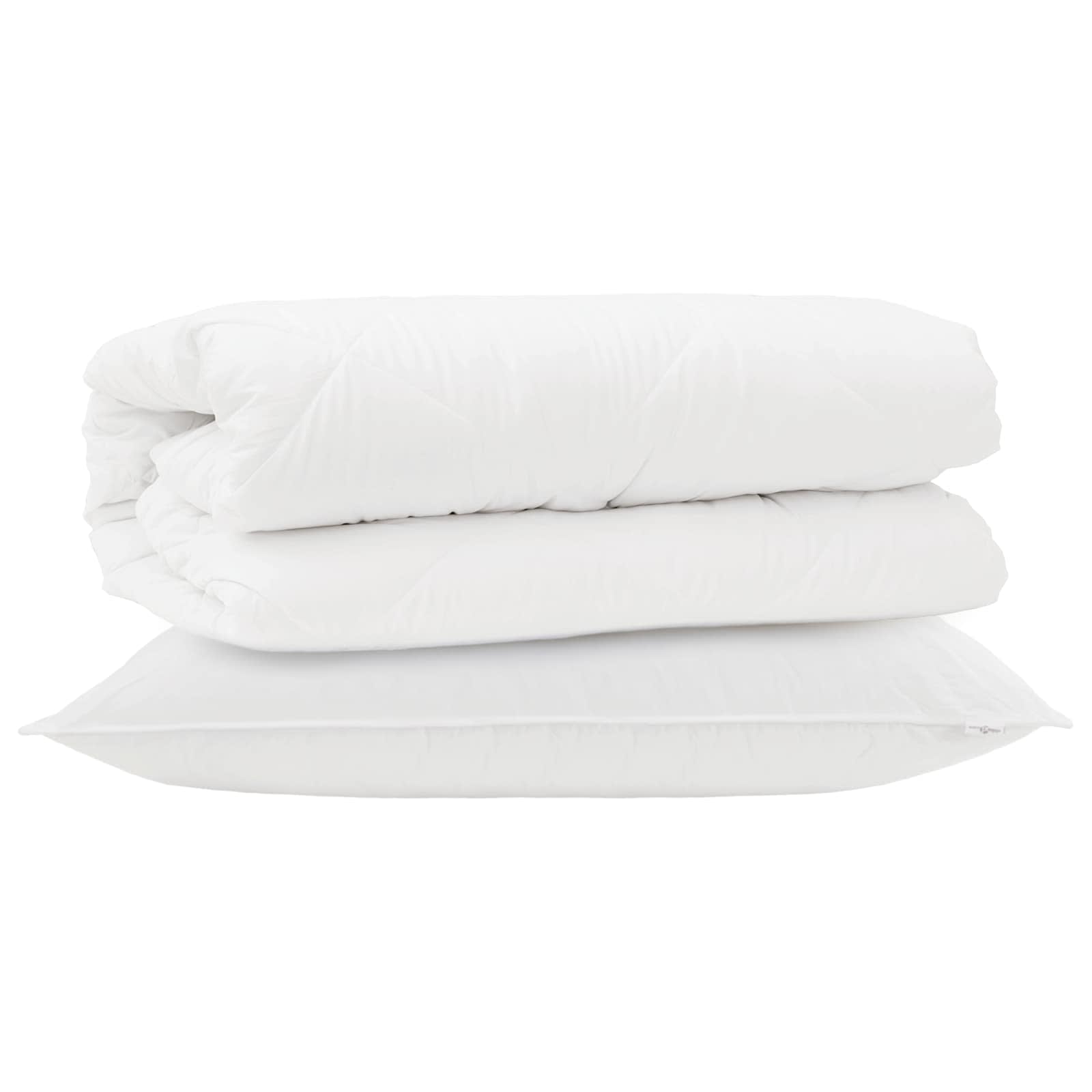 Set di Piumoni con cuscino 2 pz Bianco Microfibra