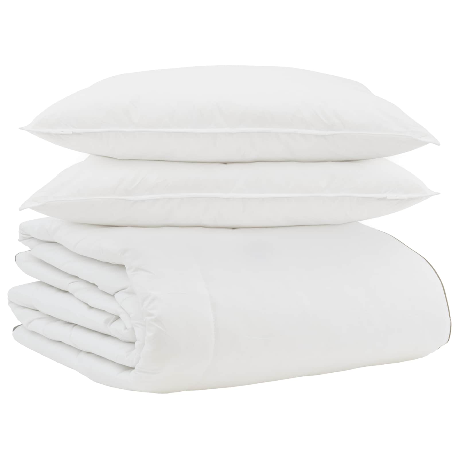 Piumone Invernale con cuscino 3 pz Bianco Piuma d'anatra