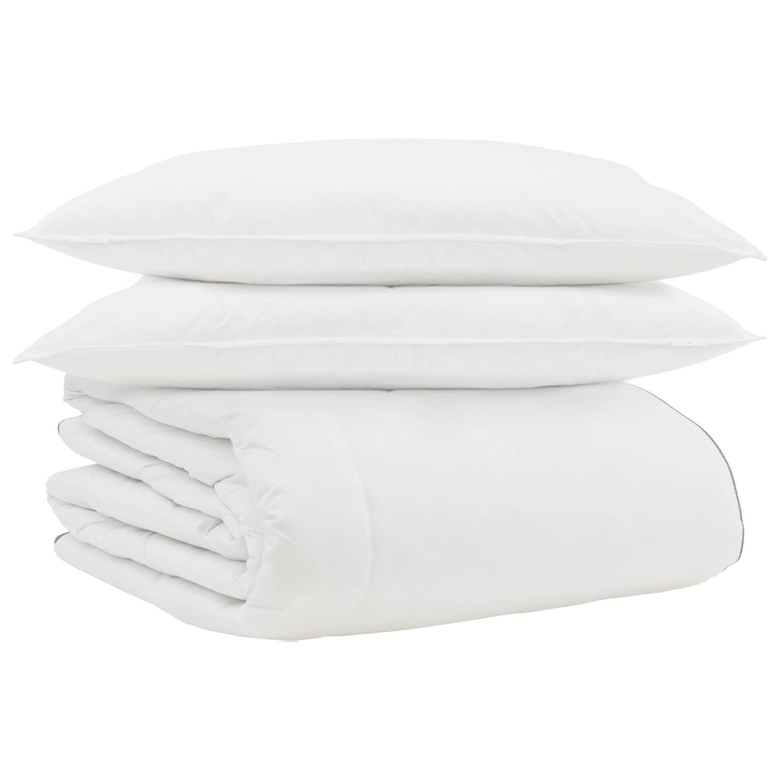 Piumone Invernale con cuscino 3 pz Bianco Piuma d'anatra