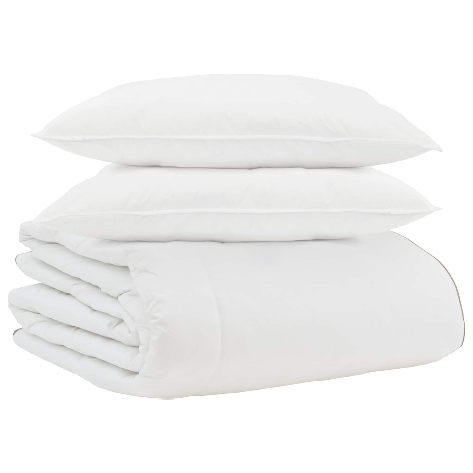 Piumone Invernale con cuscino 3 pz Bianco Piuma d'anatra