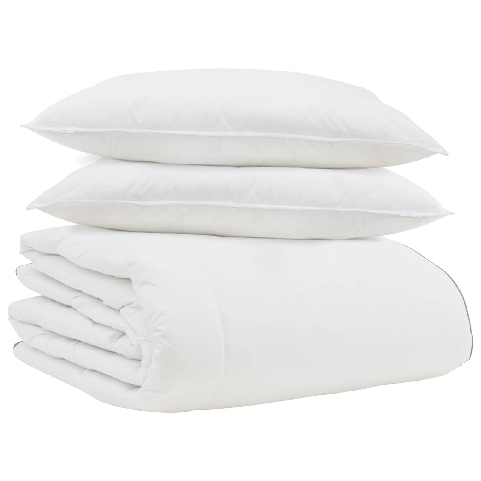 Piumone Invernale con cuscino 3 pz Bianco Piuma d'anatra