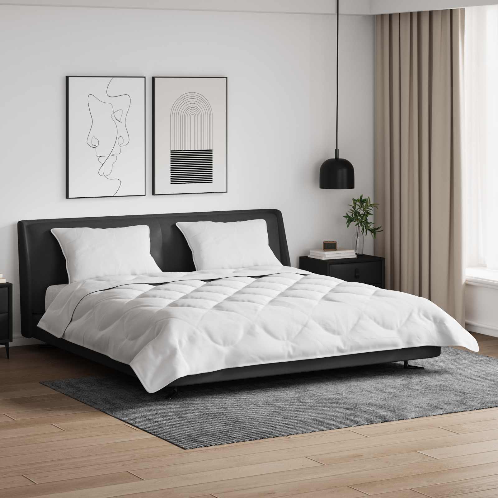 Piumino Letto Estivo con cuscino 3 pz Bianco Microfibra