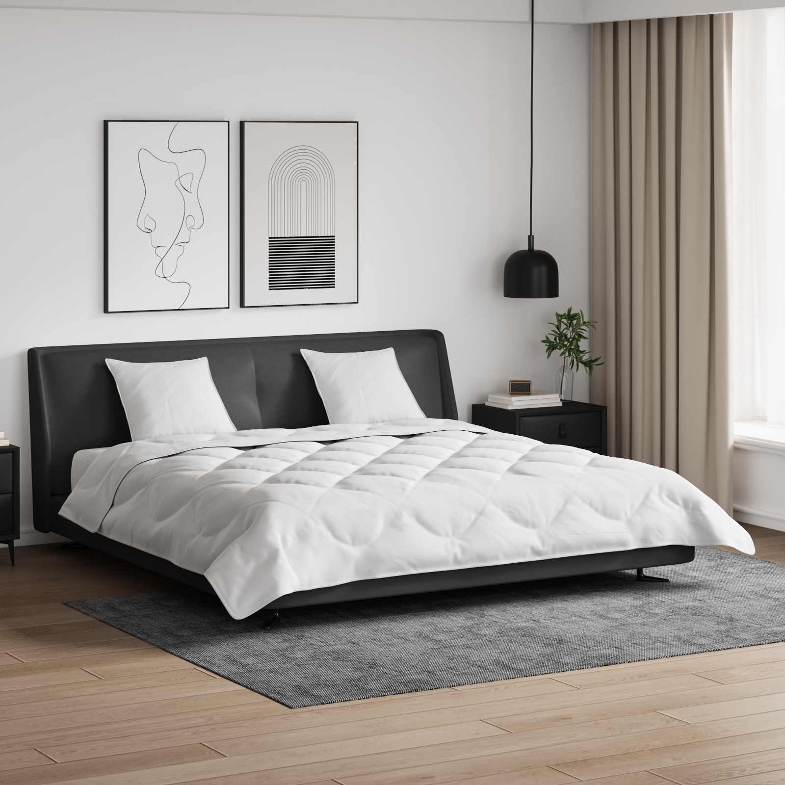 Piumone con cuscino 3 pz Bianco Microfibra