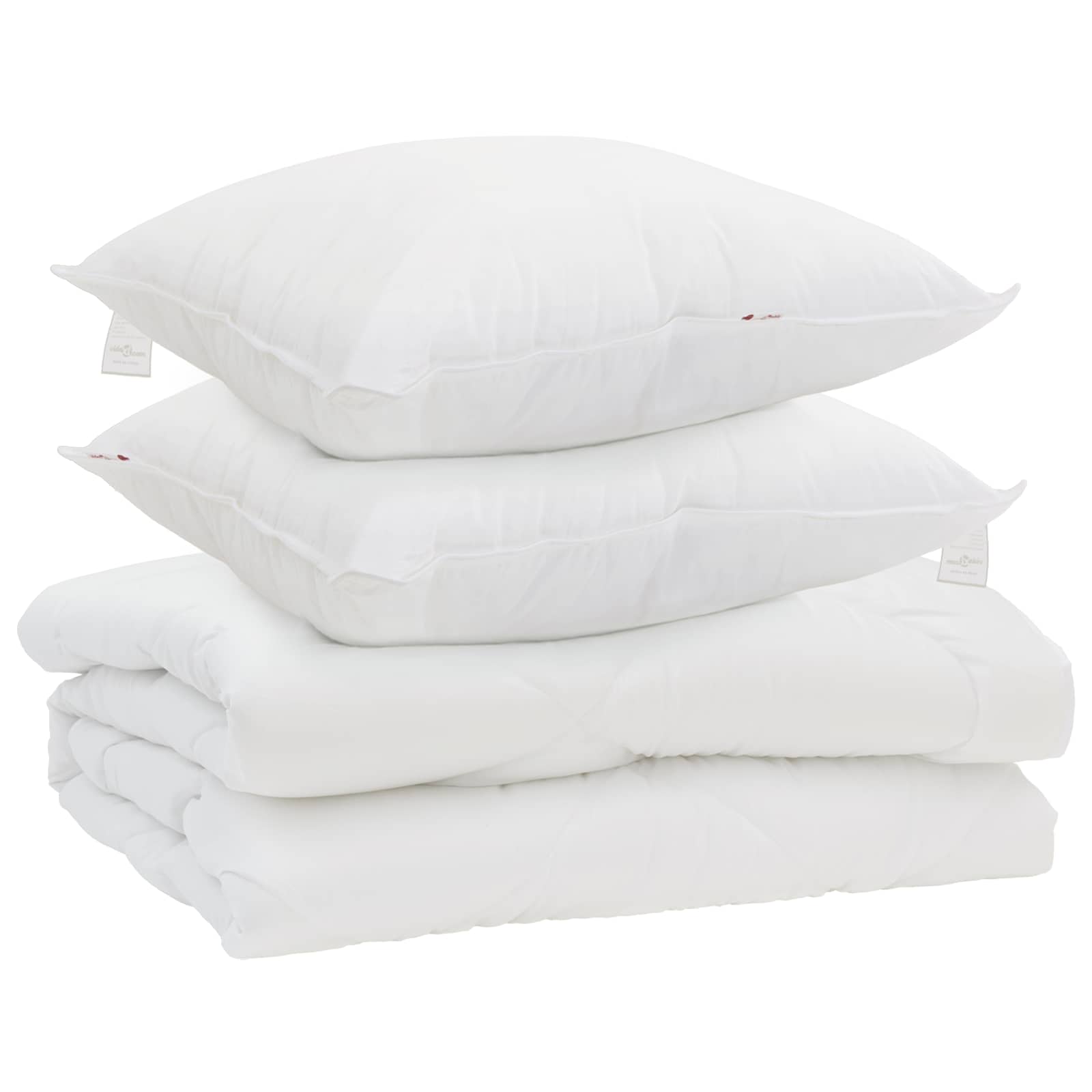 Piumone con cuscino 3 pz Bianco Microfibra