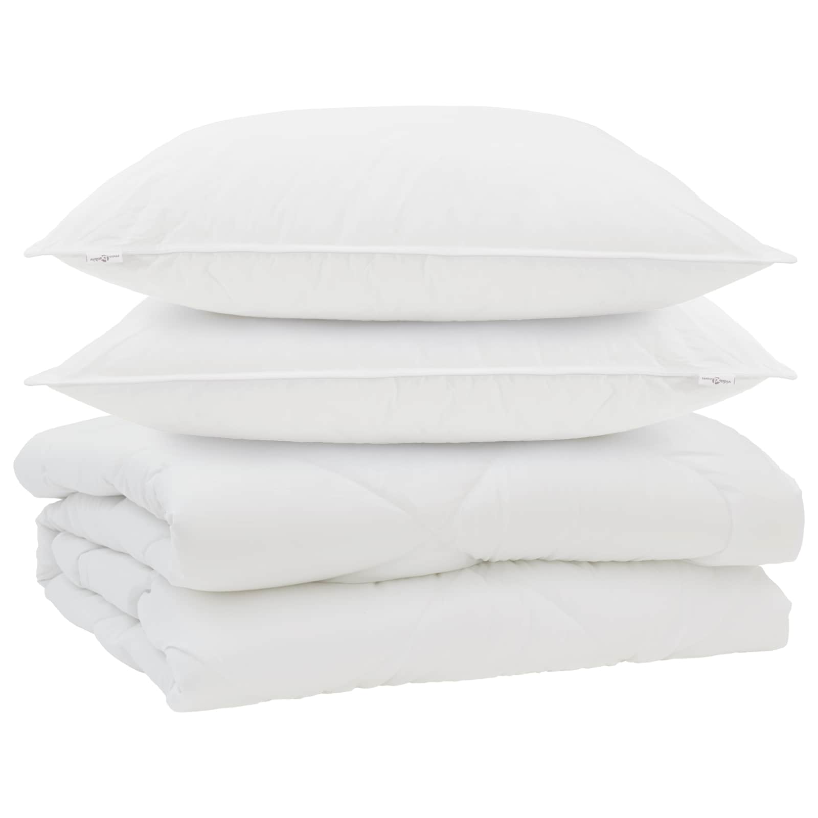 Piumone con cuscino 3 pz Bianco Microfibra