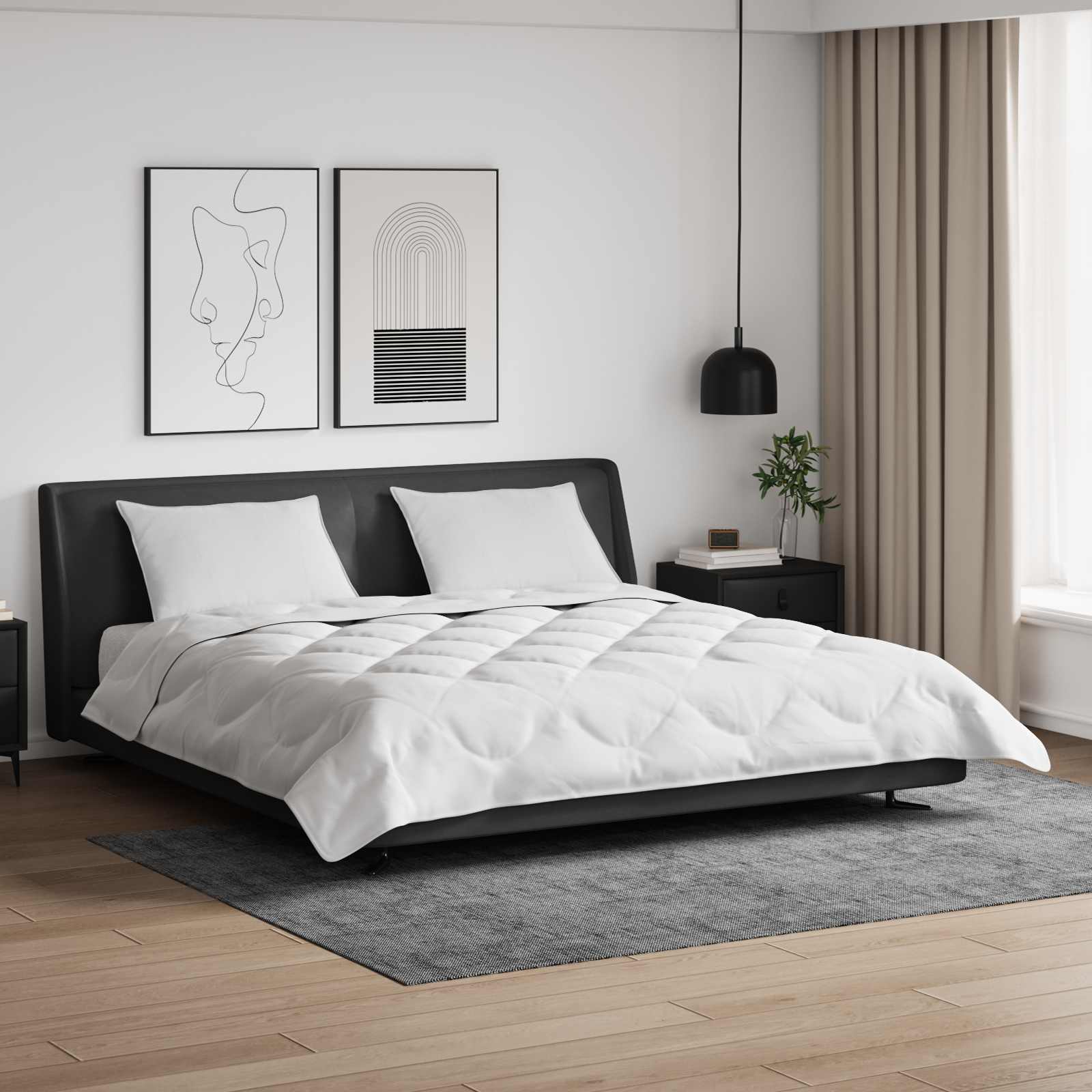 Piumone con cuscino 3 pz Bianco Microfibra