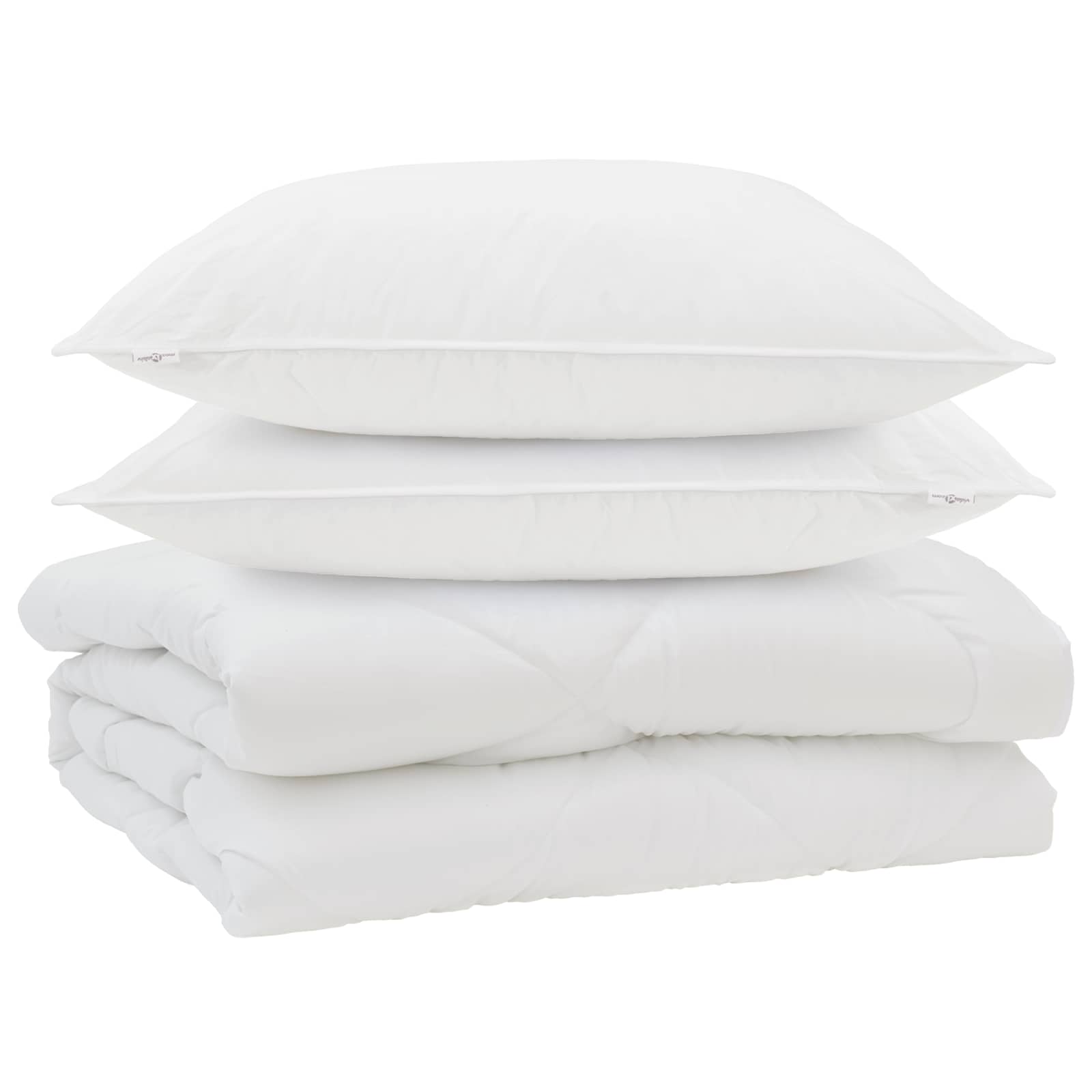 Piumone con cuscino 3 pz Bianco Microfibra
