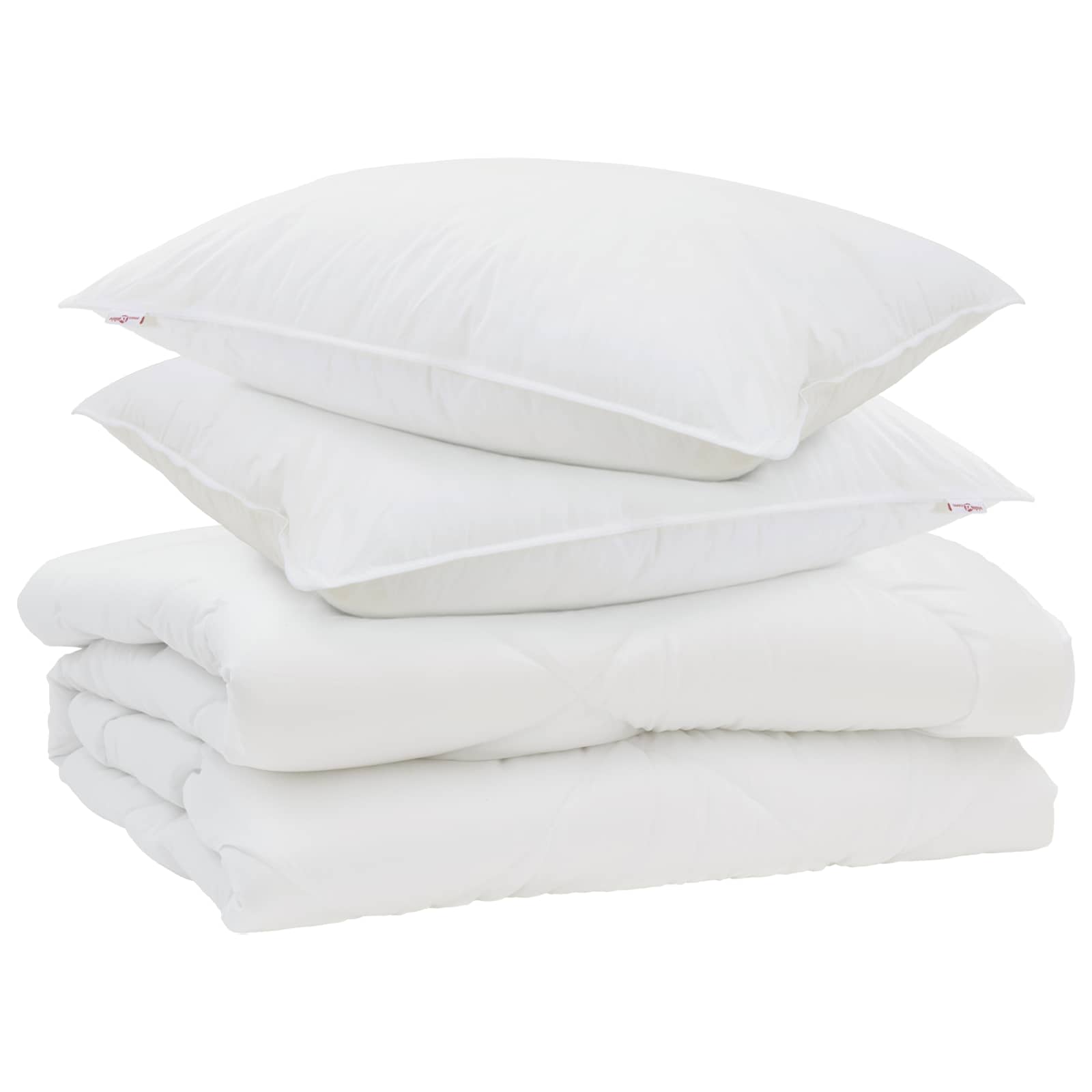 Piumone con cuscino 3 pz Bianco Microfibra
