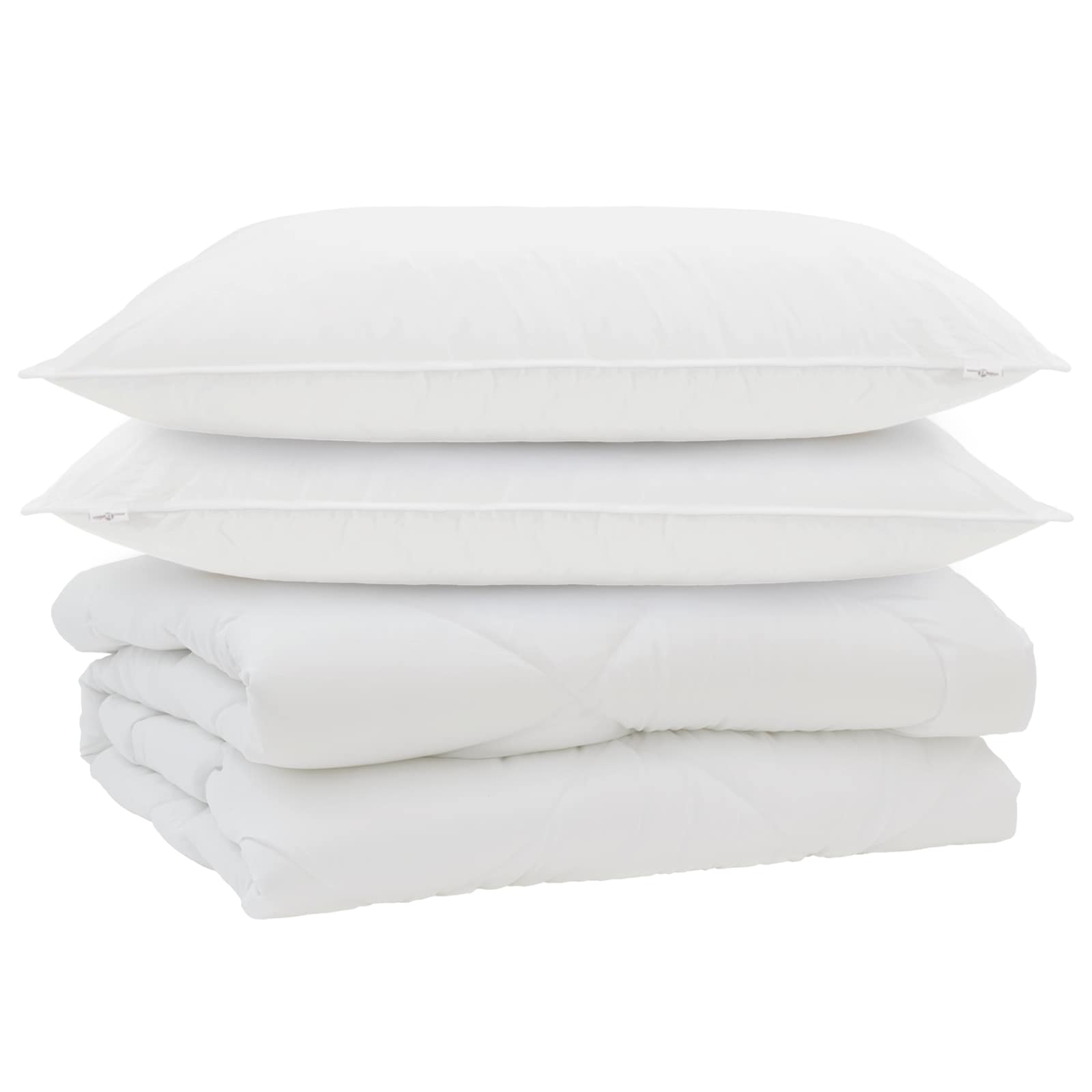 Piumone con cuscino 3 pz Bianco Microfibra