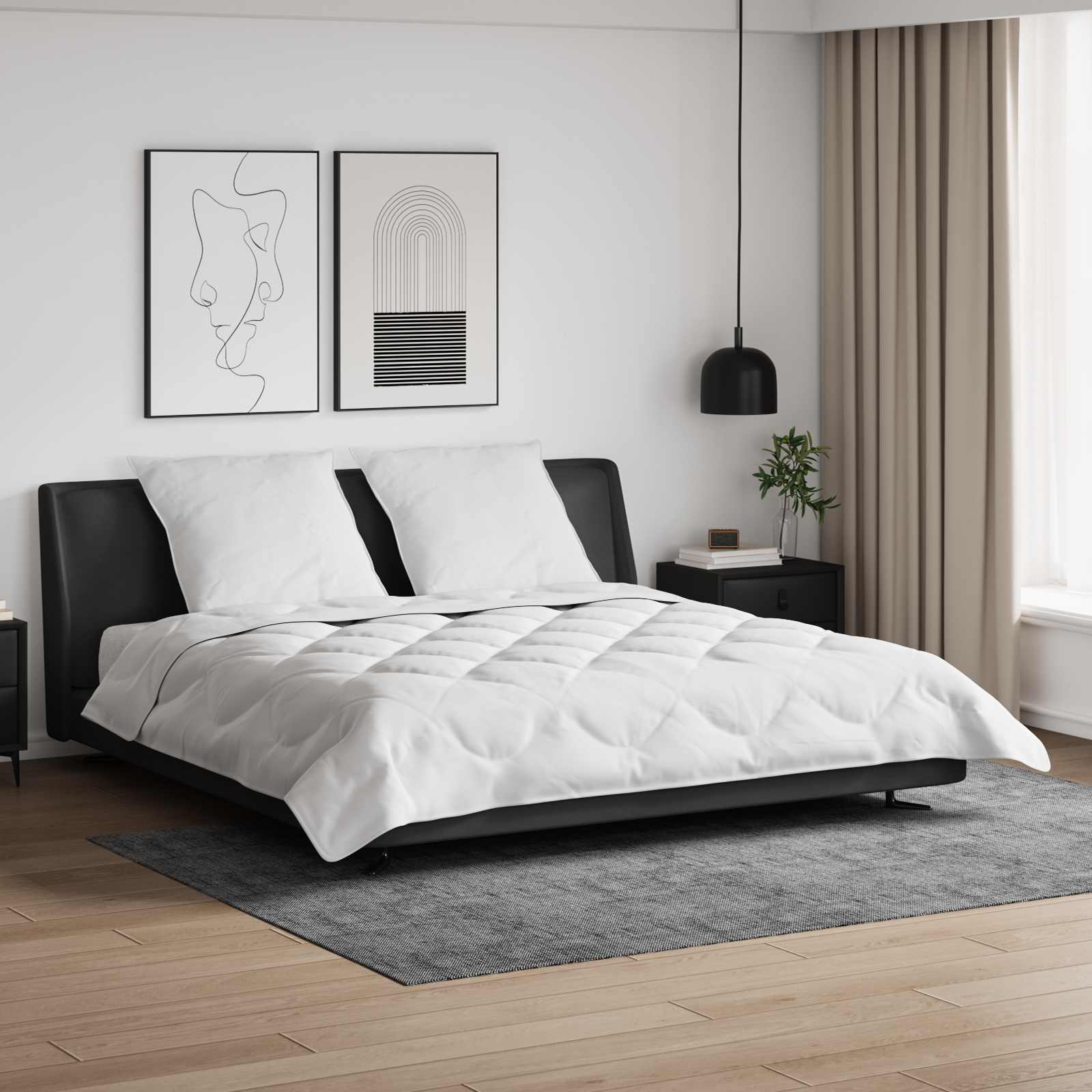 Piumone con cuscino 3 pz Bianco Microfibra