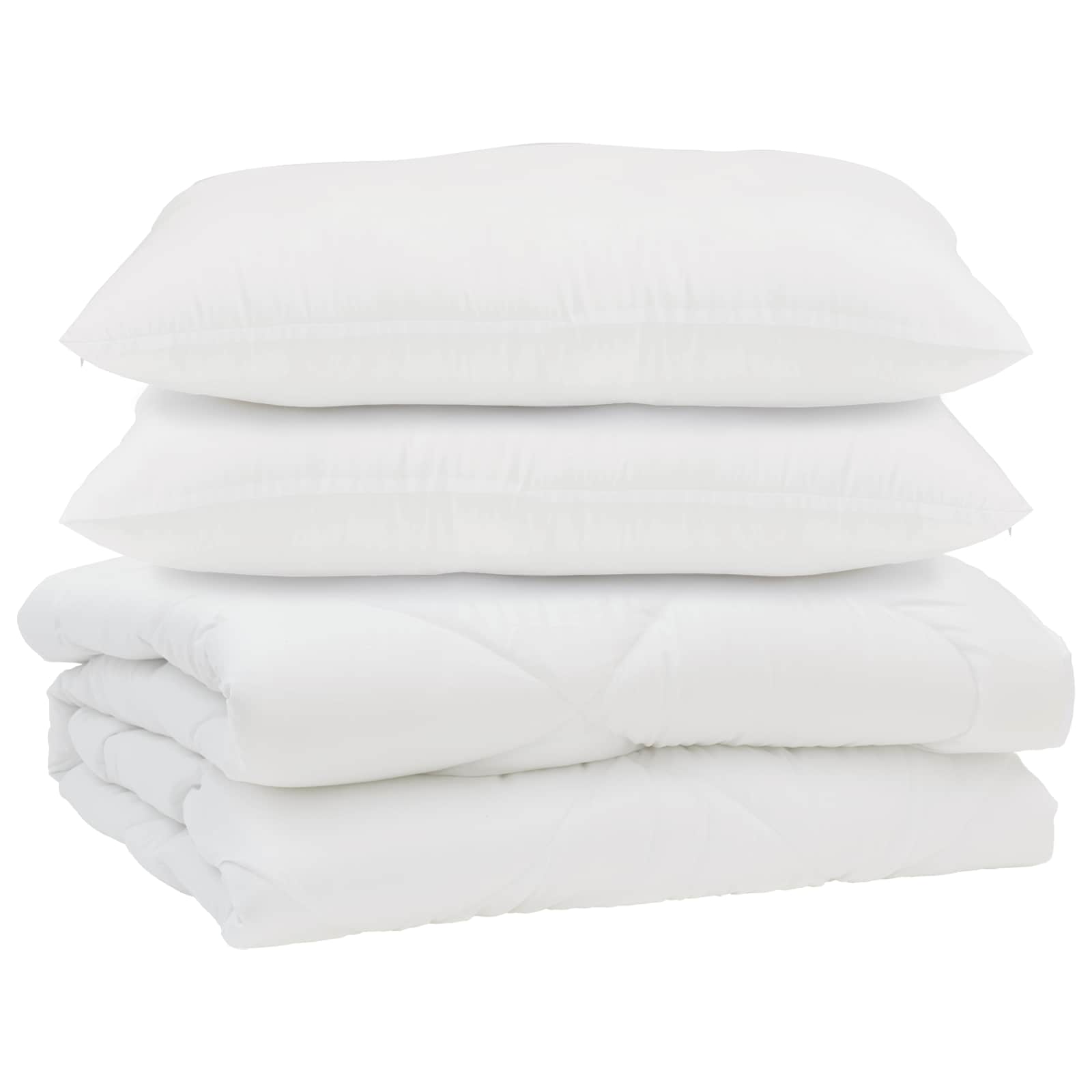 Piumone con cuscino 3 pz Bianco Microfibra