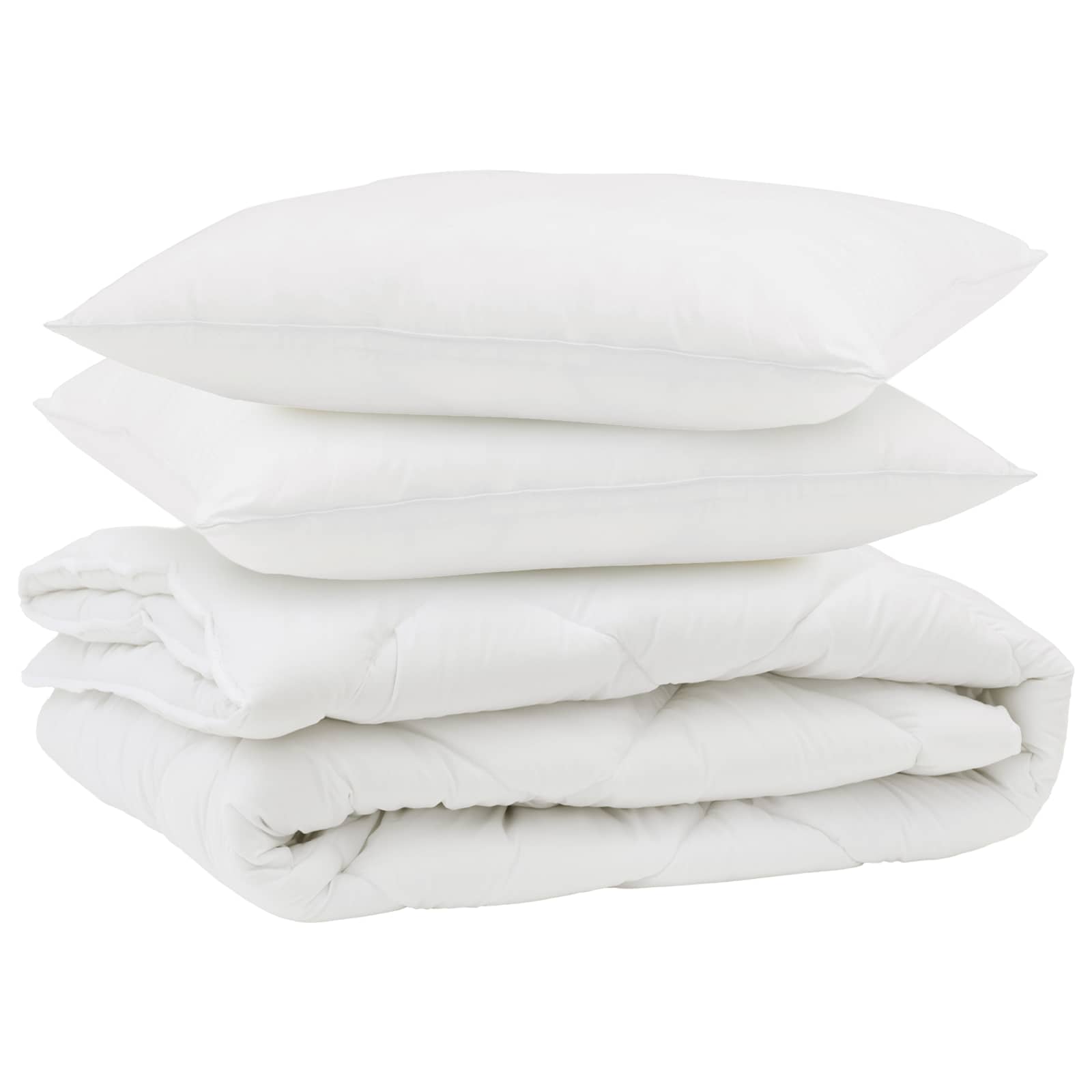 Piumone con cuscino 3 pz Bianco Microfibra