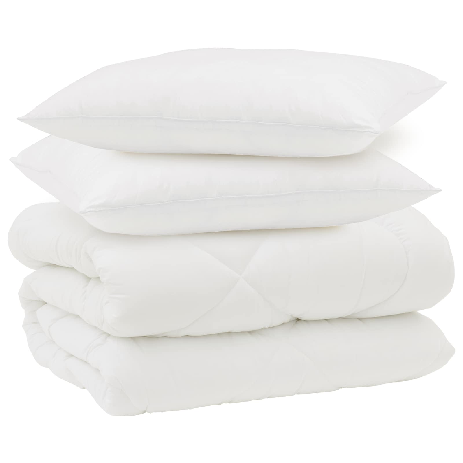 Piumone Invernale con cuscino 3 pz Bianco Microfibra