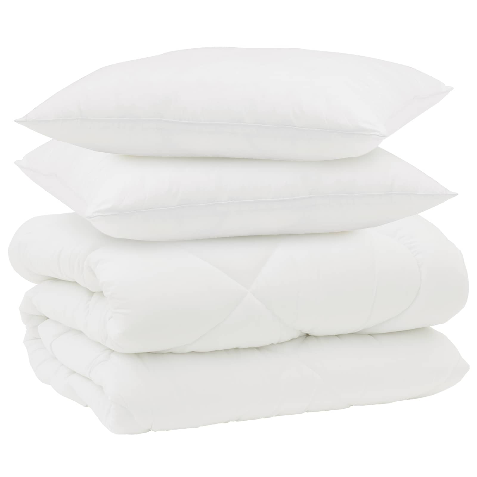 Piumone Invernale con cuscino 3 pz Bianco Microfibra