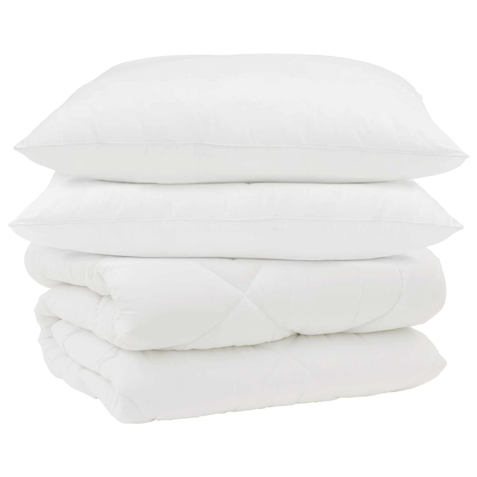 Piumone Invernale con cuscino 3 pz Bianco Microfibra