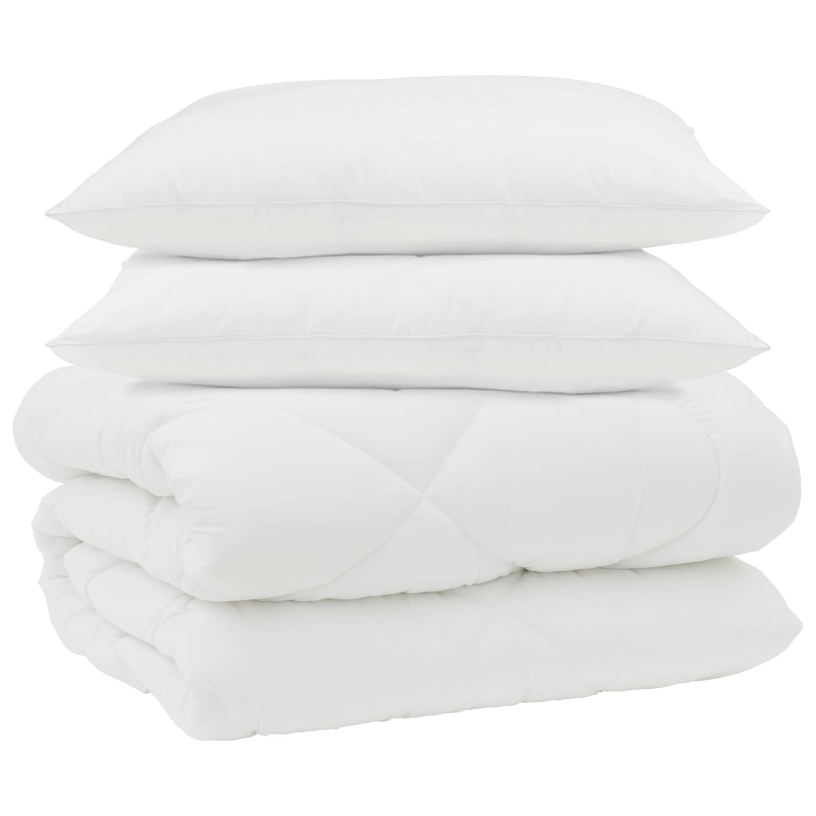 Piumone Invernale con cuscino 3 pz Bianco Microfibra