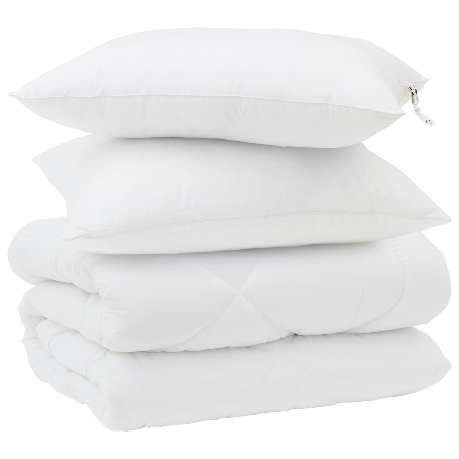 Piumone Invernale con cuscino 3 pz Bianco Microfibra