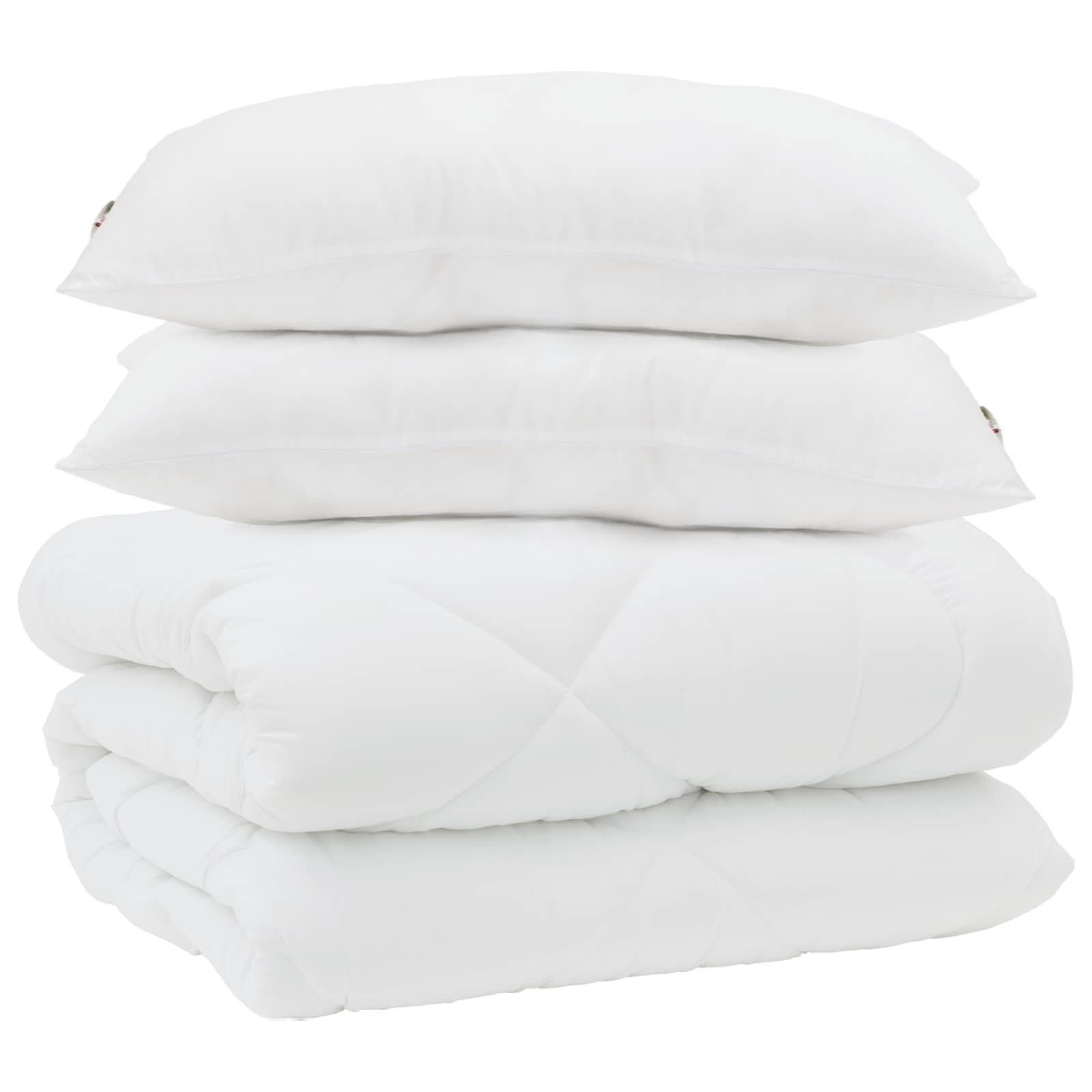 Piumone Invernale con cuscino 3 pz Bianco Microfibra