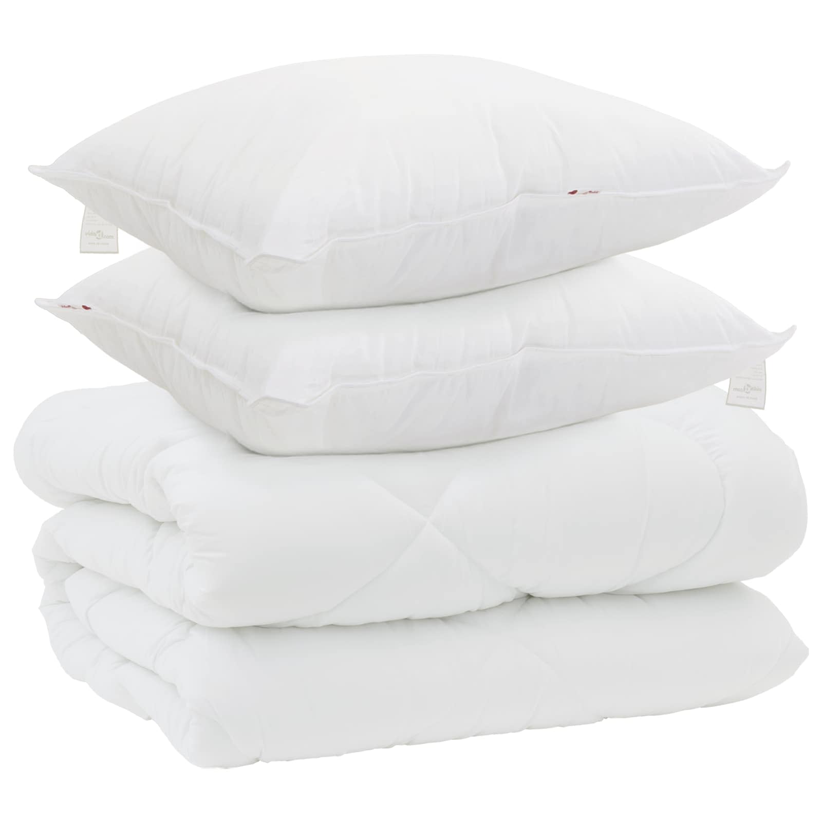 Piumone Invernale con cuscino 3 pz Bianco Microfibra