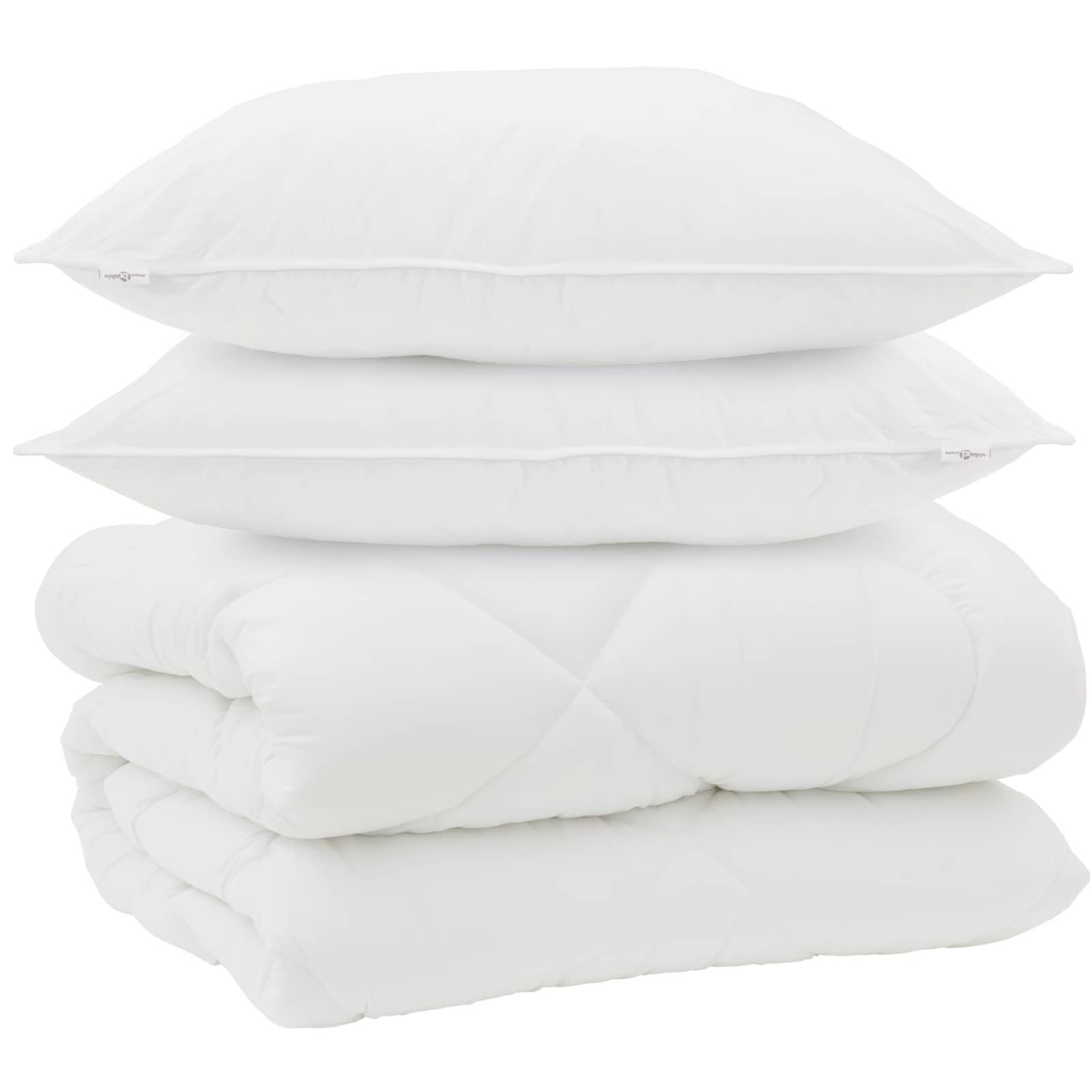 Piumone Invernale con cuscino 3 pz Bianco Microfibra