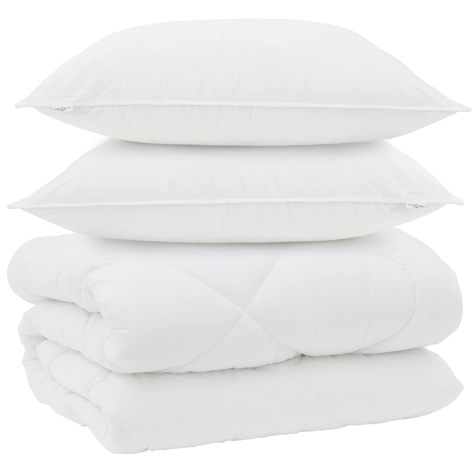 Piumone Invernale con cuscino 3 pz Bianco Microfibra