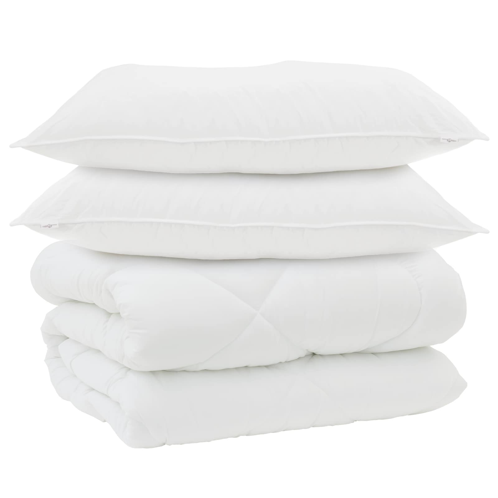 Piumone Invernale con cuscino 3 pz Bianco Microfibra