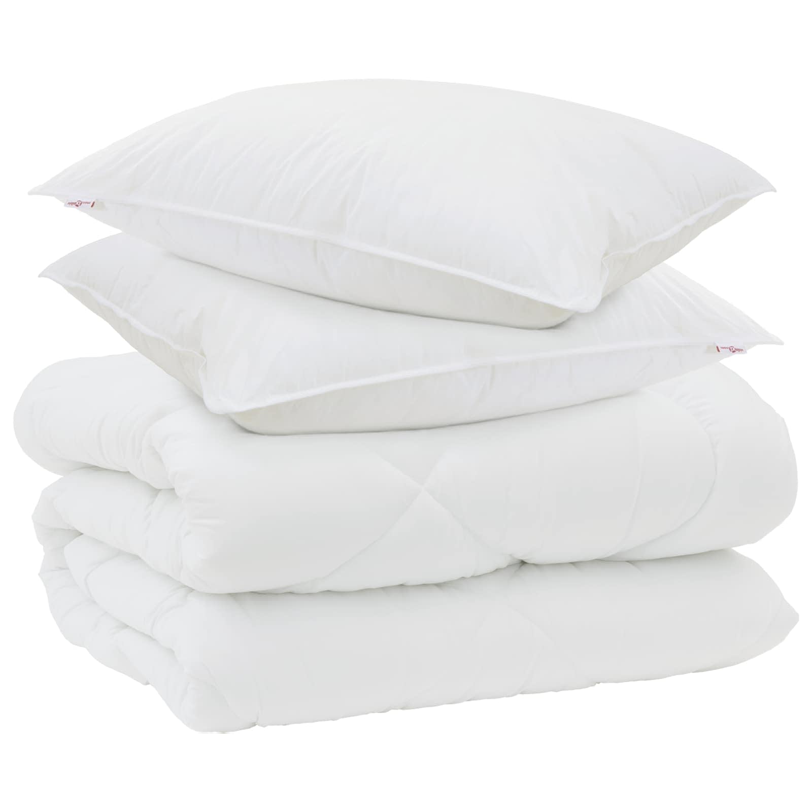 Piumone Invernale con cuscino 3 pz Bianco Microfibra