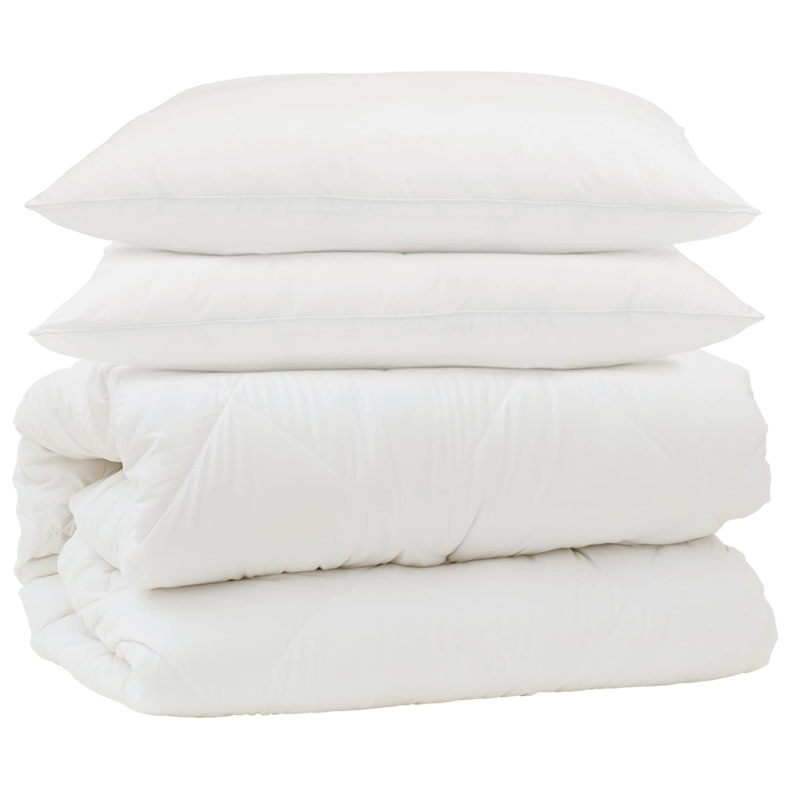 Set di Piumoni con cuscino 3 pz Bianco Microfibra