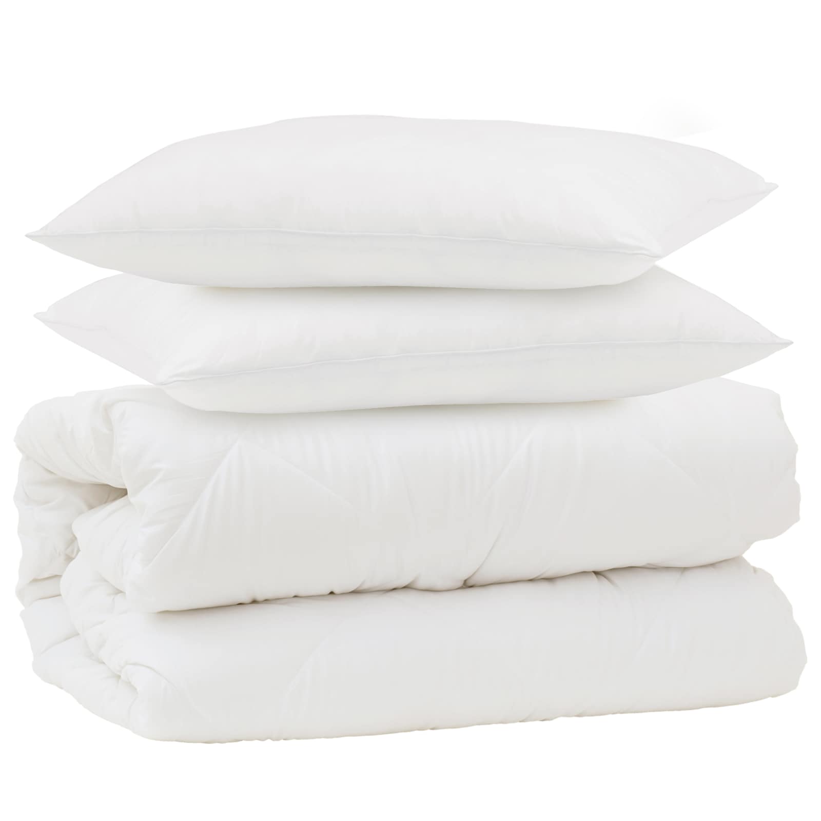 Set di Piumoni con cuscino 3 pz Bianco Microfibra
