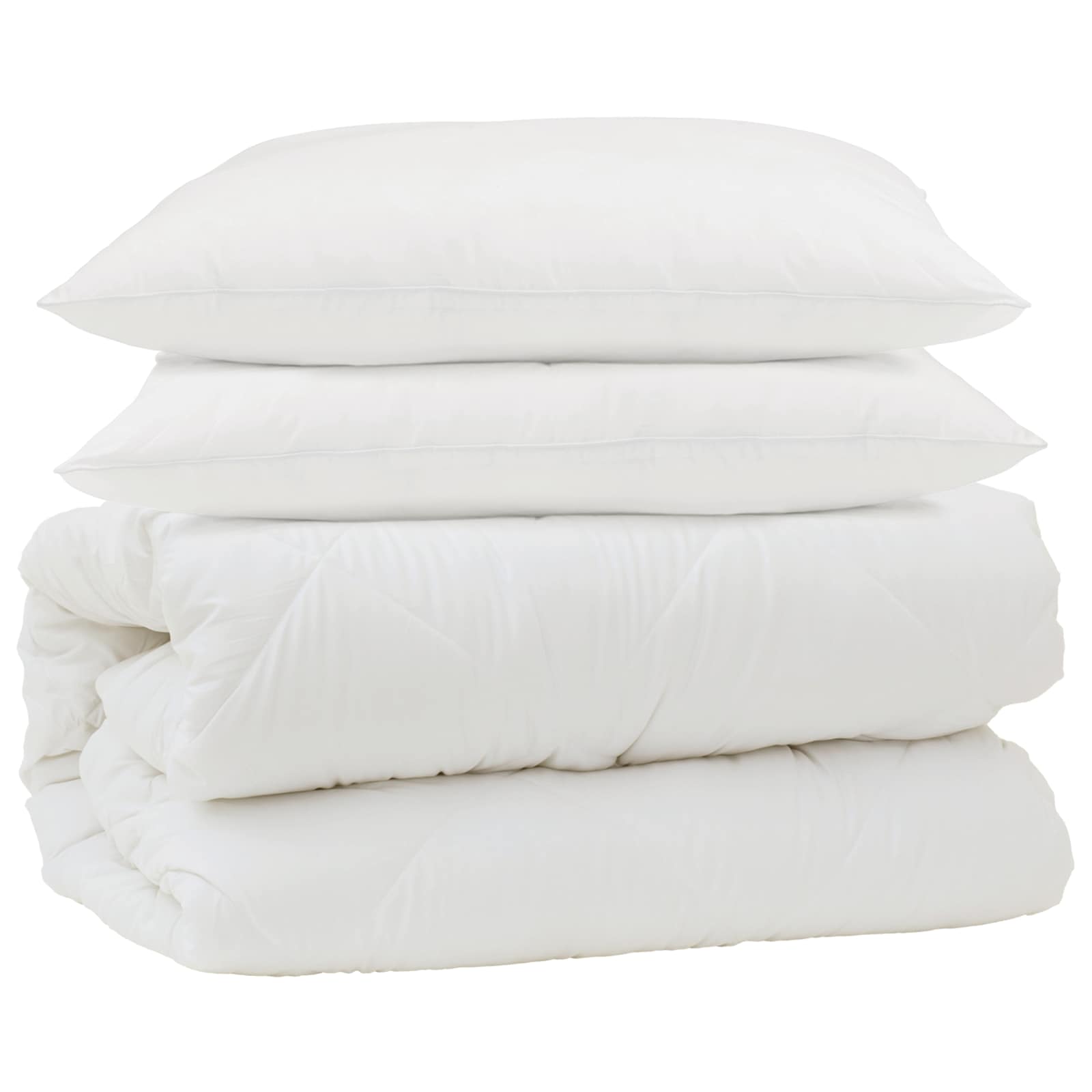 Set di Piumoni con cuscino 3 pz Bianco Microfibra