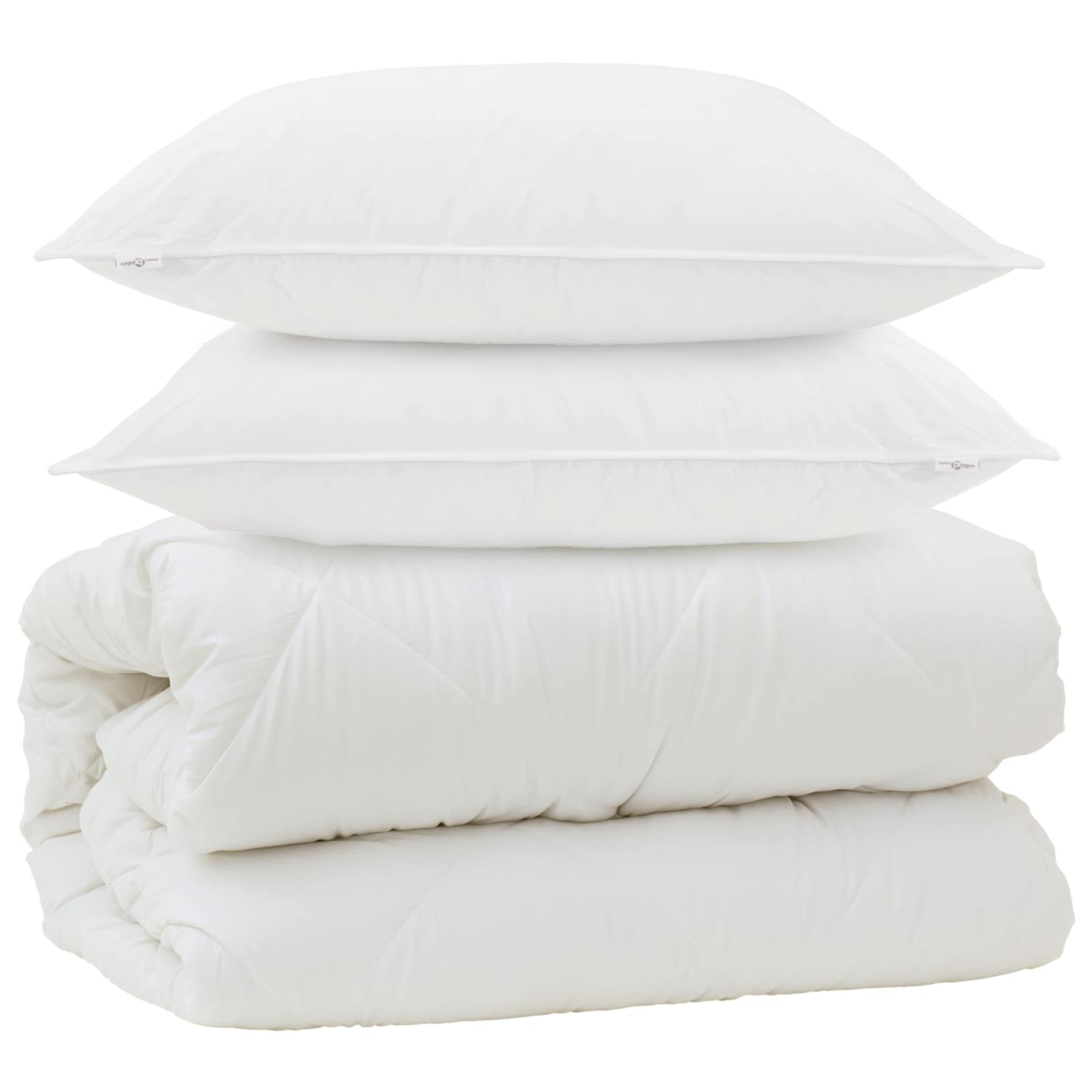 Piumone con Cuscini con cuscino 3 pz Bianco Microfibra