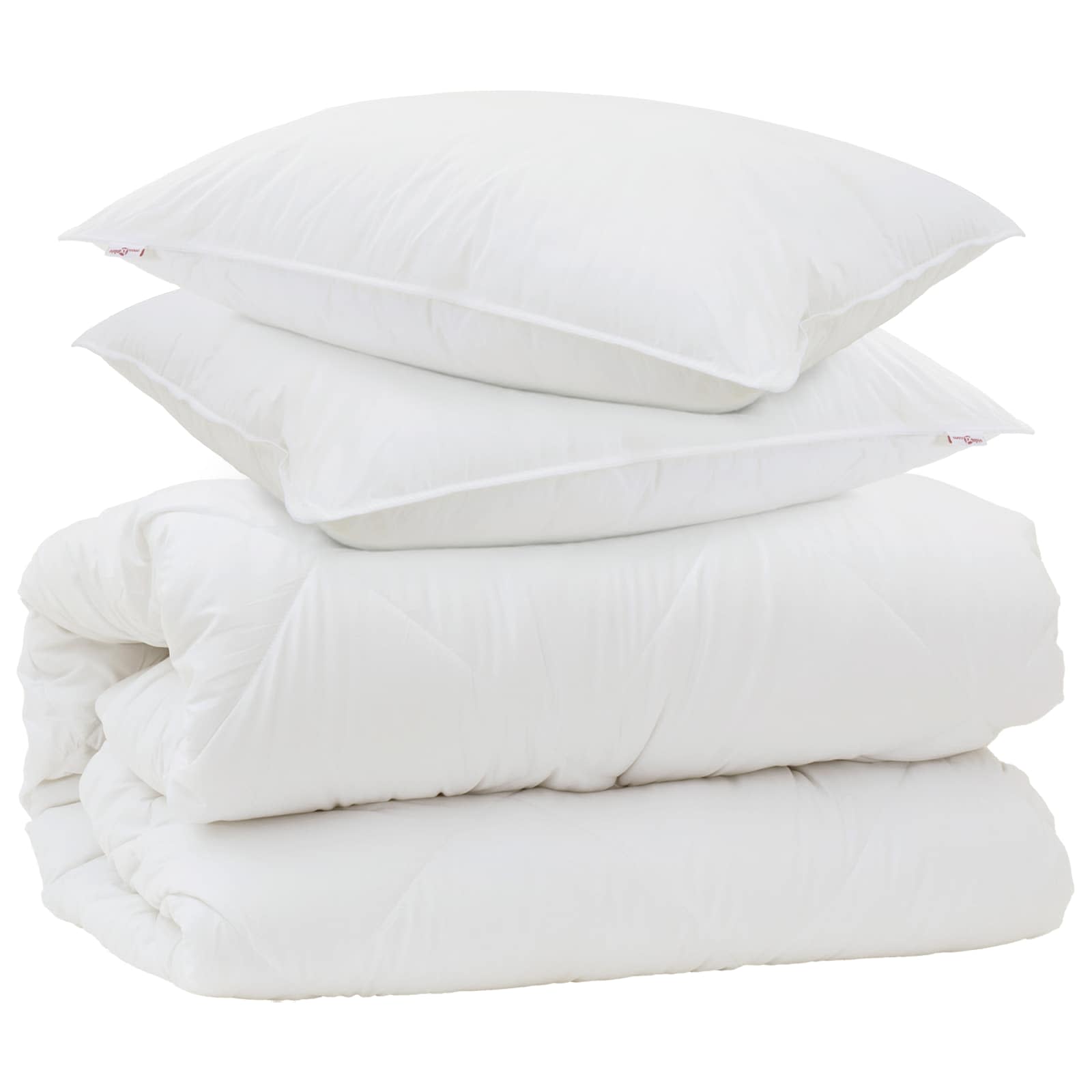 Piumone con Cuscini con cuscino 3 pz Bianco Microfibra
